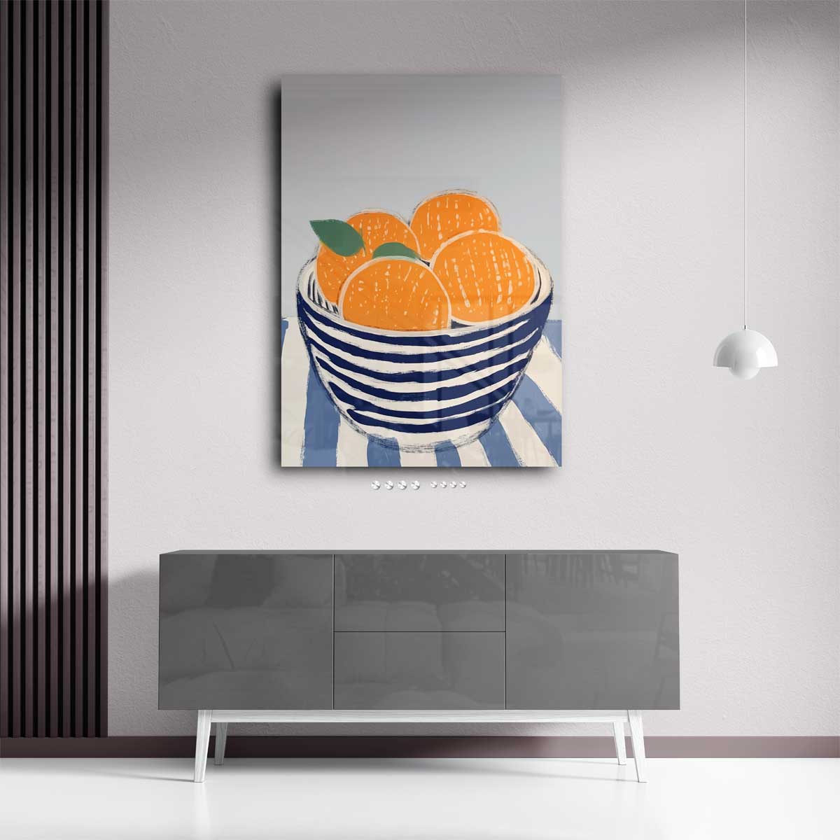 Zomerse Citrus in Streepjeskom Kunstwerk-canvas-dibond-plexiglas-wanddecoratie-WallArtistic