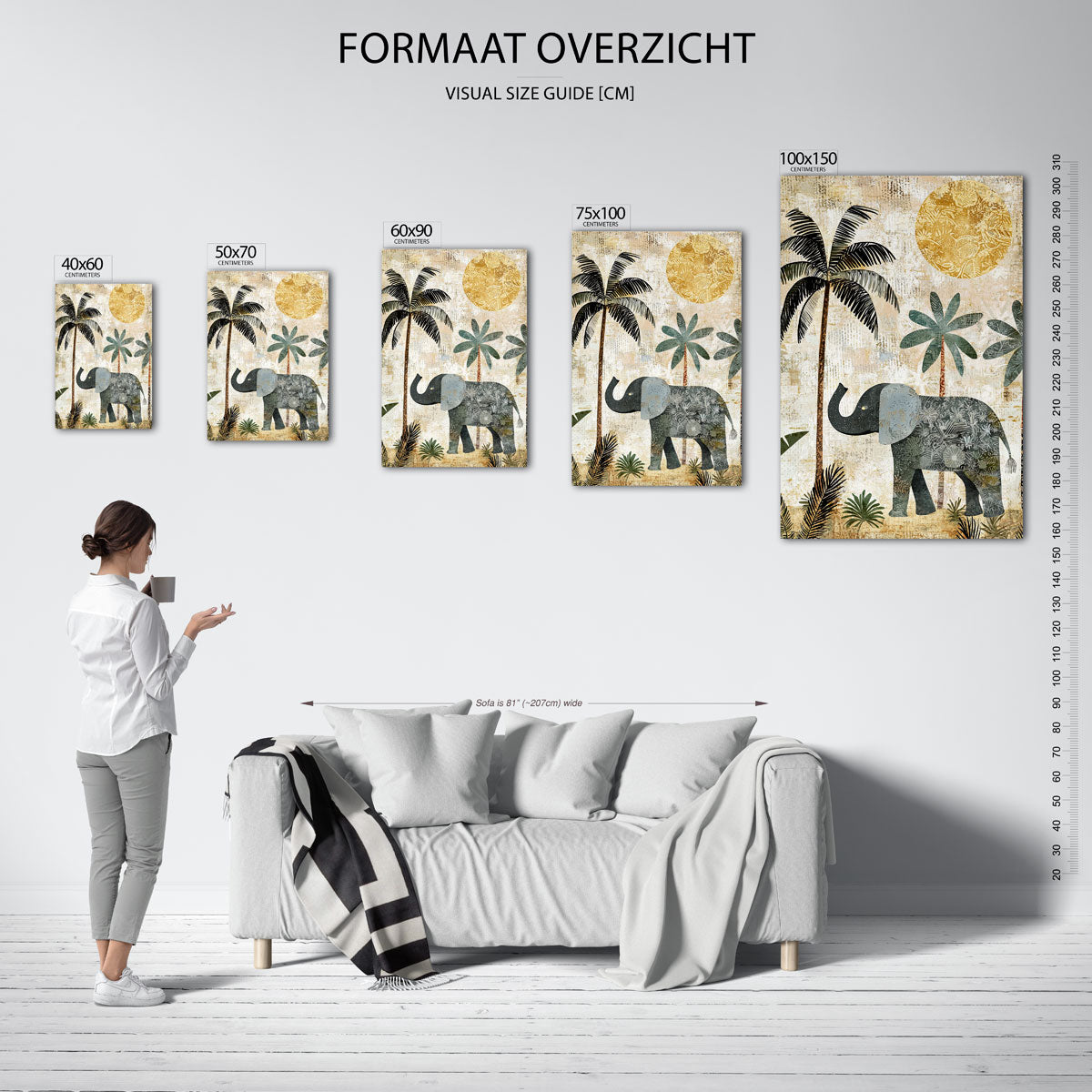 Olifant en palmbomen Kunstwerk