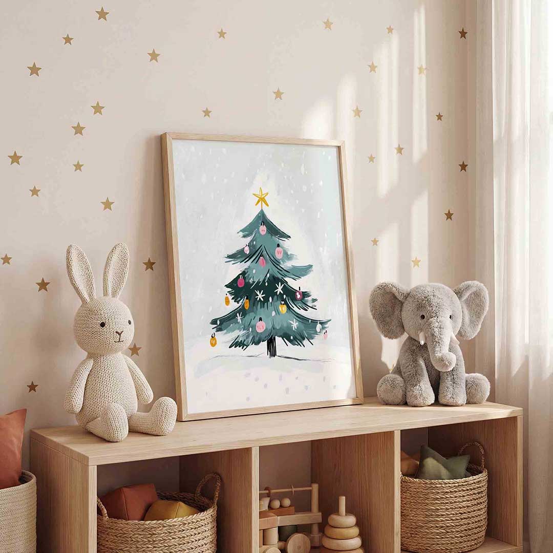 Kerstboom met sneeuw Poster