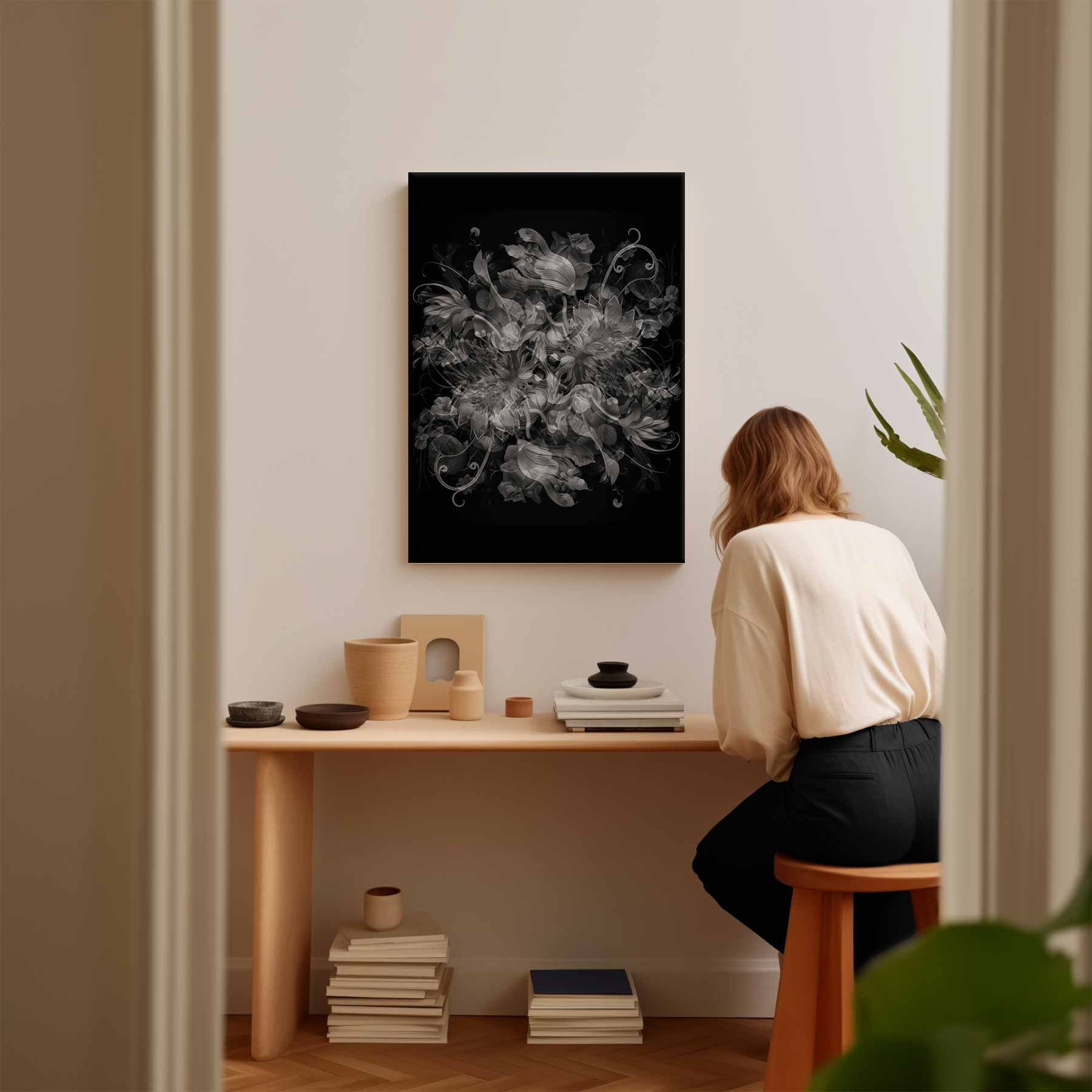 Mystieke Bloemenfantasie Kunstwerk-canvas-dibond-plexiglas-wanddecoratie-WallArtistic