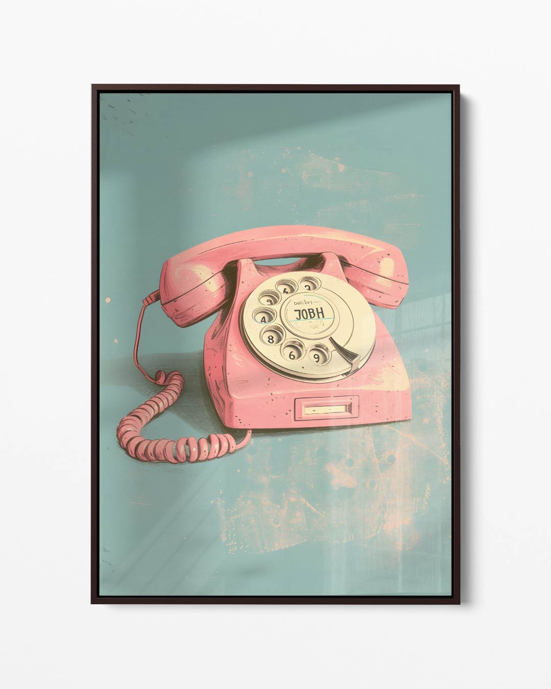 Retro Roze Telefoon Poster Kunstwerk-canvas-dibond-plexiglas-wanddecoratie-WallArtistic