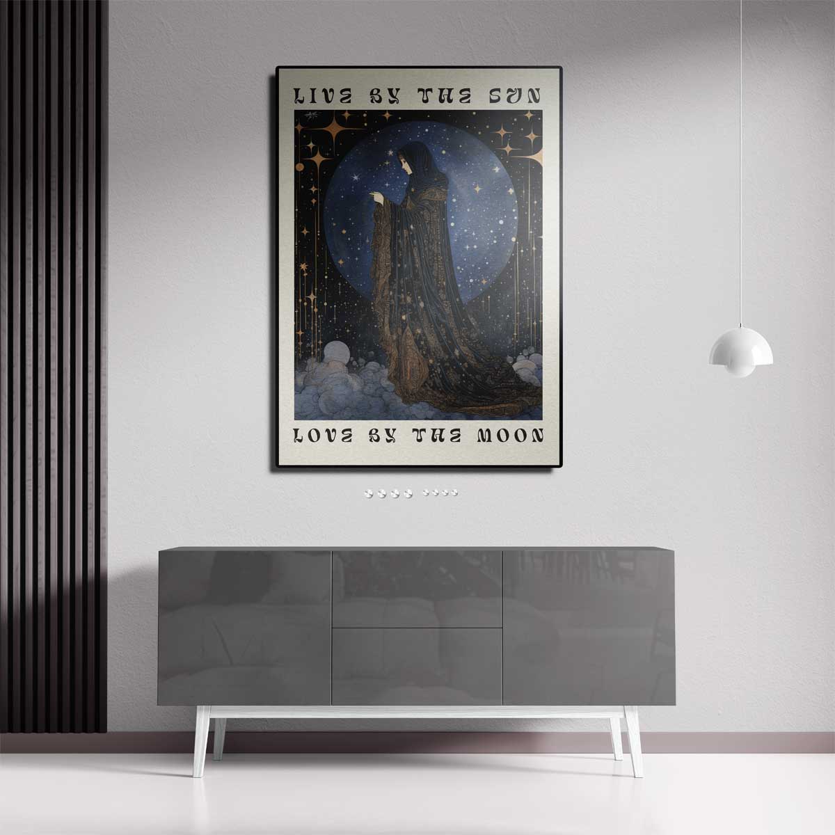 Mystieke Zon en Maan Vrouw Kunstwerk-canvas-dibond-plexiglas-wanddecoratie-WallArtistic