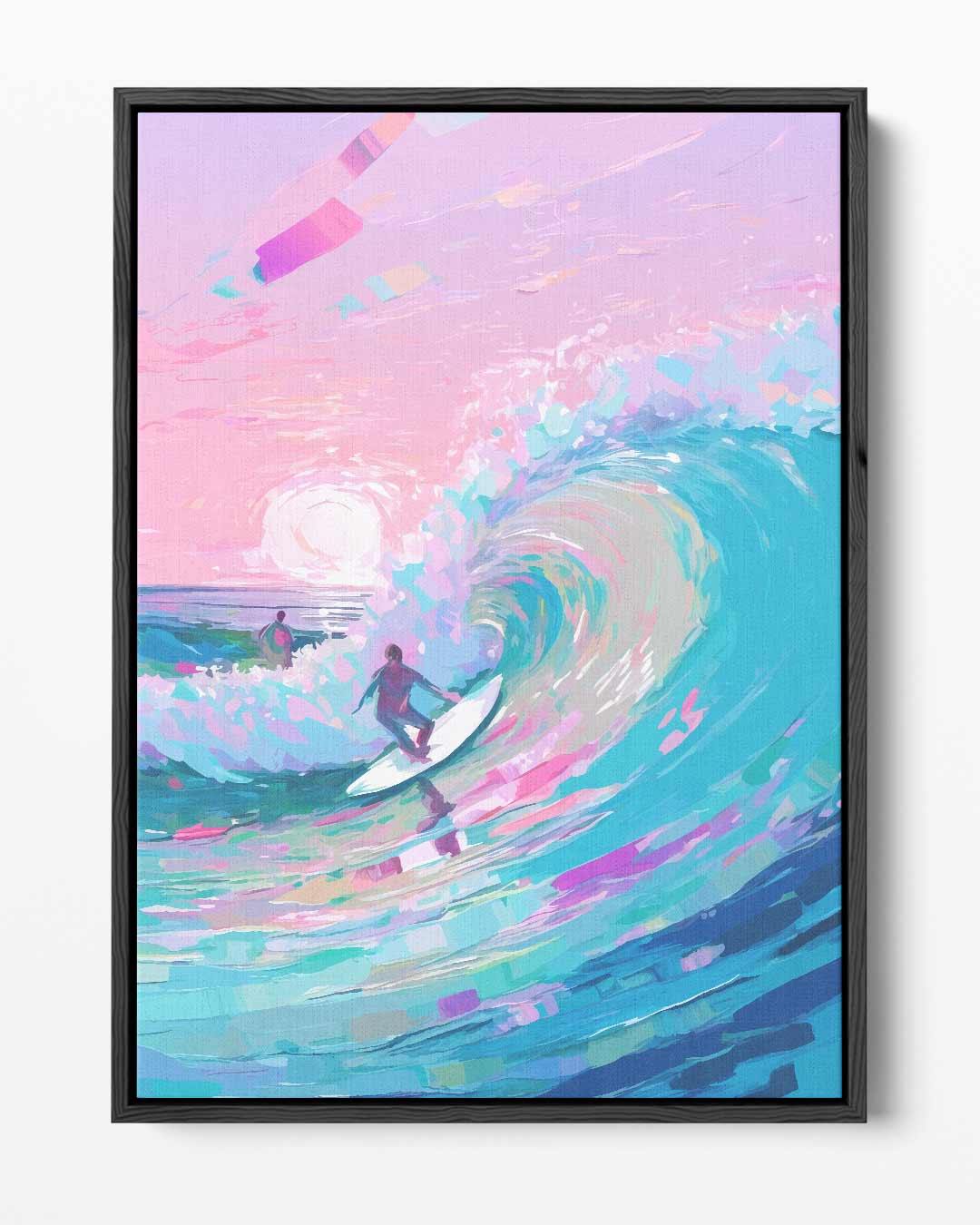 Surfen bij Zonsondergang Kunstwerk-canvas-dibond-plexiglas-wanddecoratie-WallArtistic