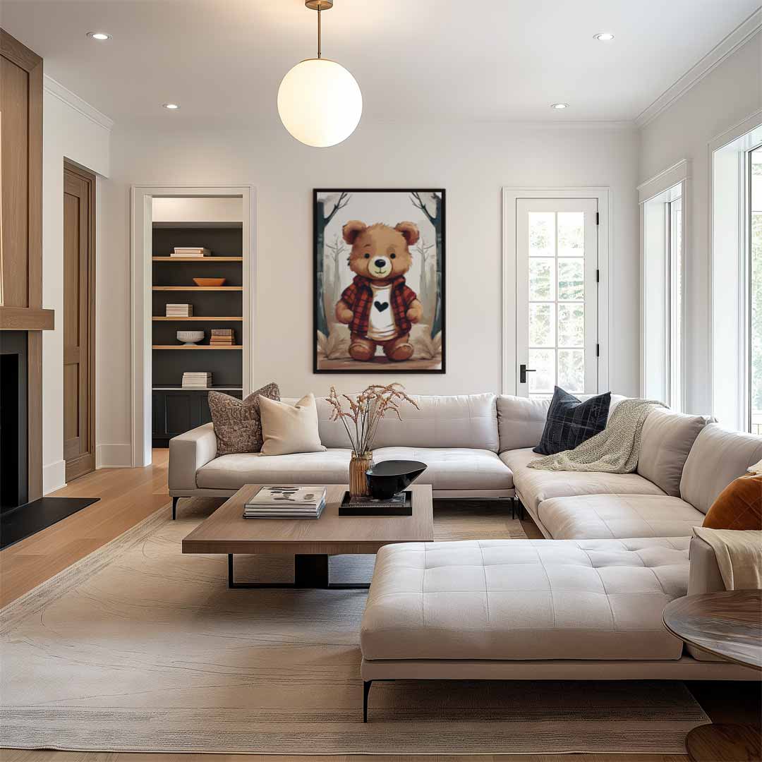 Knuffelbeer in het Bos Kunstwerk-canvas-dibond-plexiglas-wanddecoratie-WallArtistic