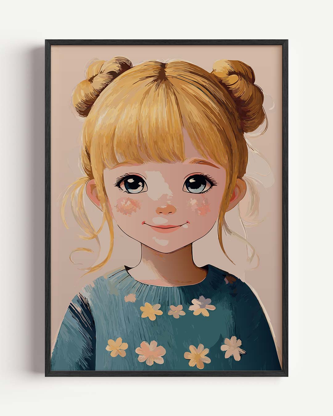 Schattige Meisjesportret Illustratie Poster