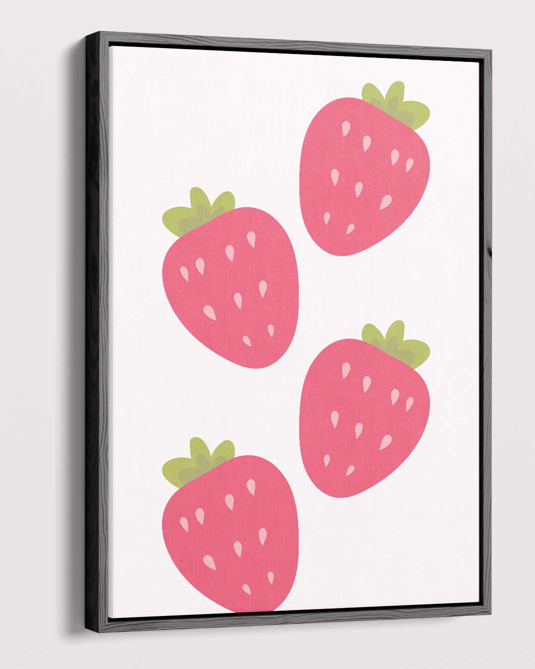 Speelse Aardbeien Illustratie Kunstwerk-canvas-dibond-plexiglas-wanddecoratie-WallArtistic