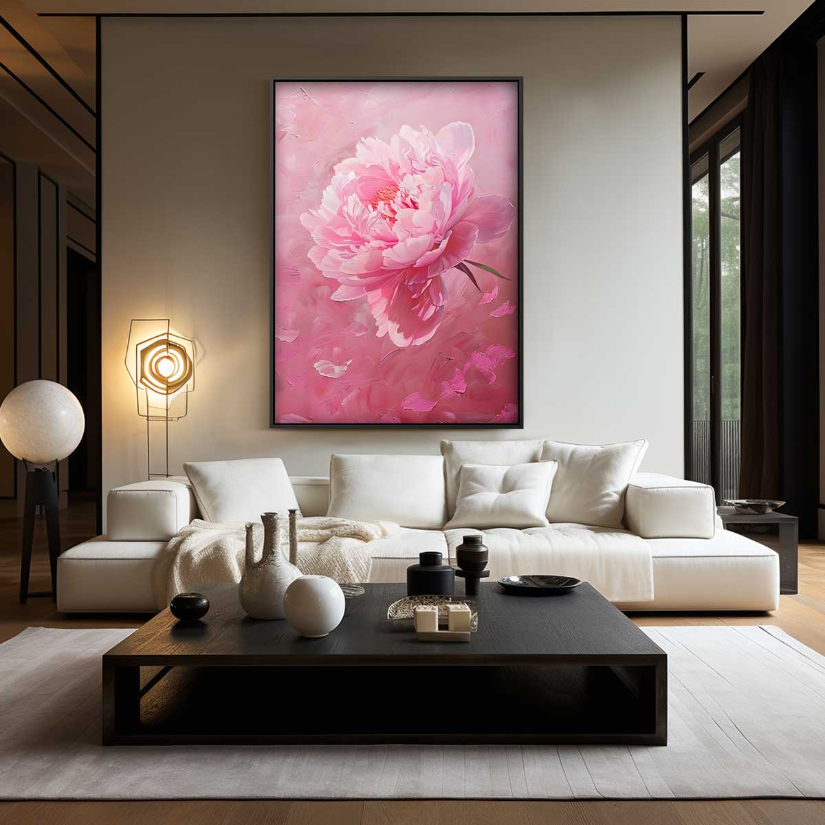 Romantische Roze Pioen Kunstwerk-canvas-dibond-plexiglas-wanddecoratie-WallArtistic