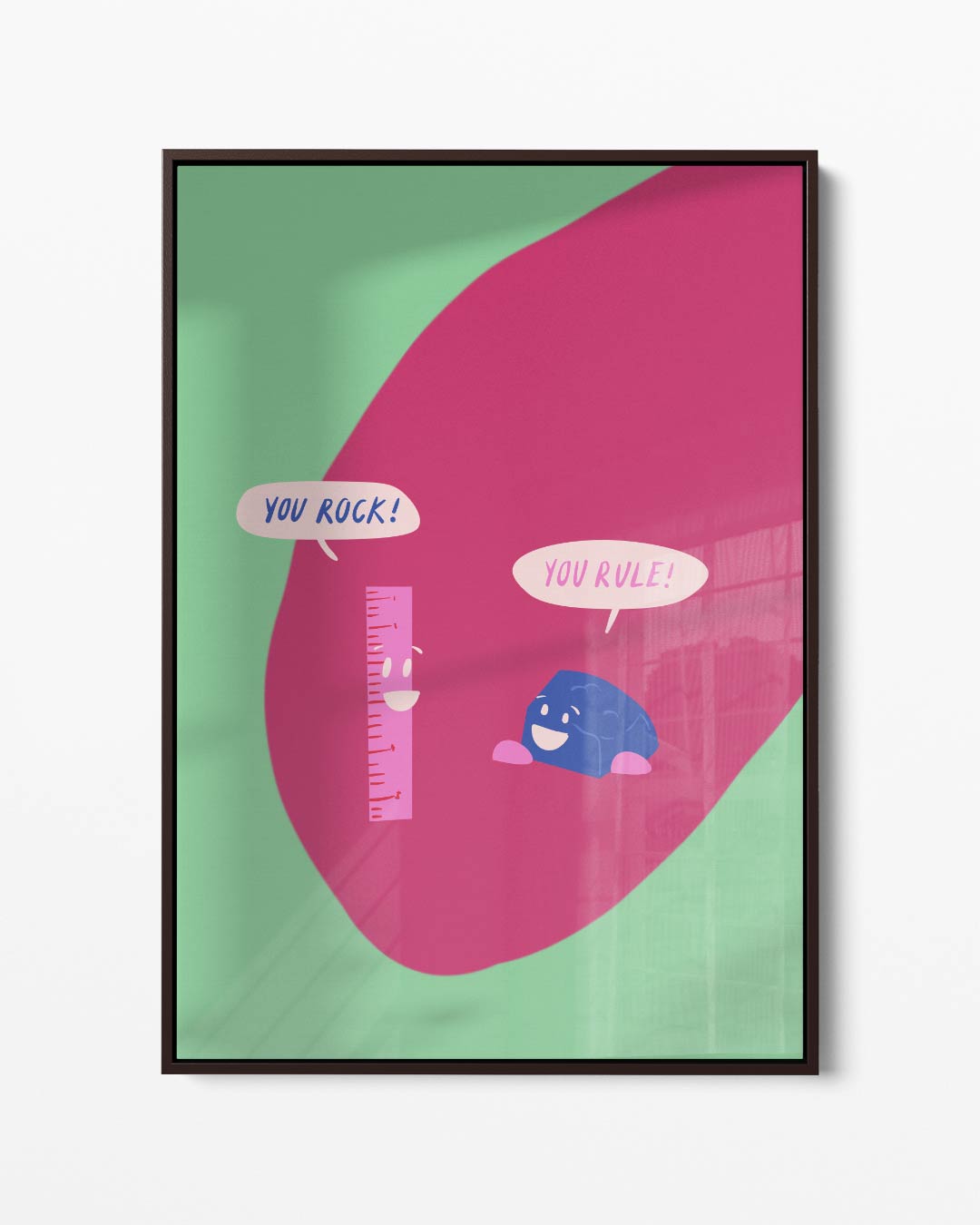 Vrolijke Vriendschap Illustratie Kunstwerk-canvas-dibond-plexiglas-wanddecoratie-WallArtistic