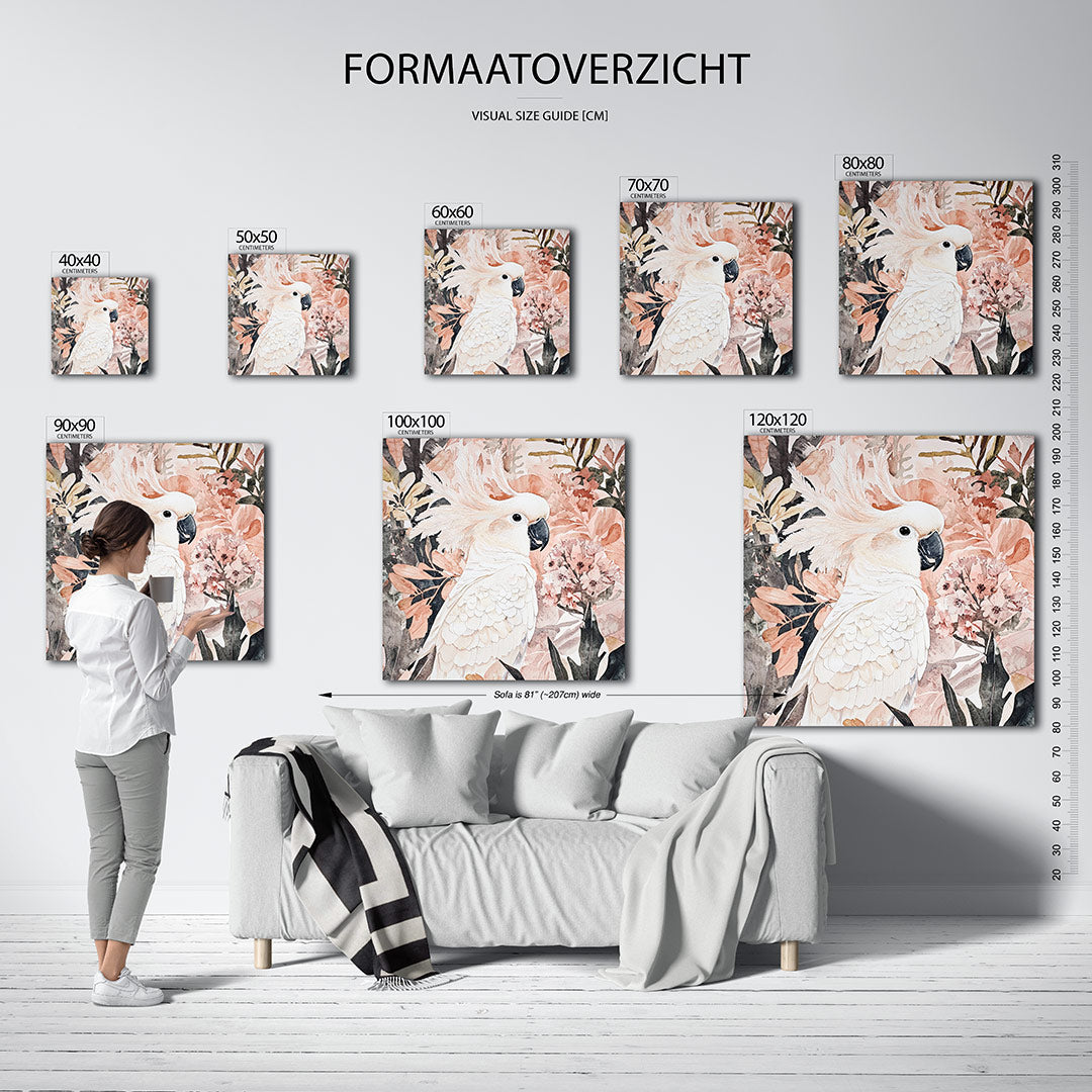 Tropische vogel en bloemen Kunstwerk