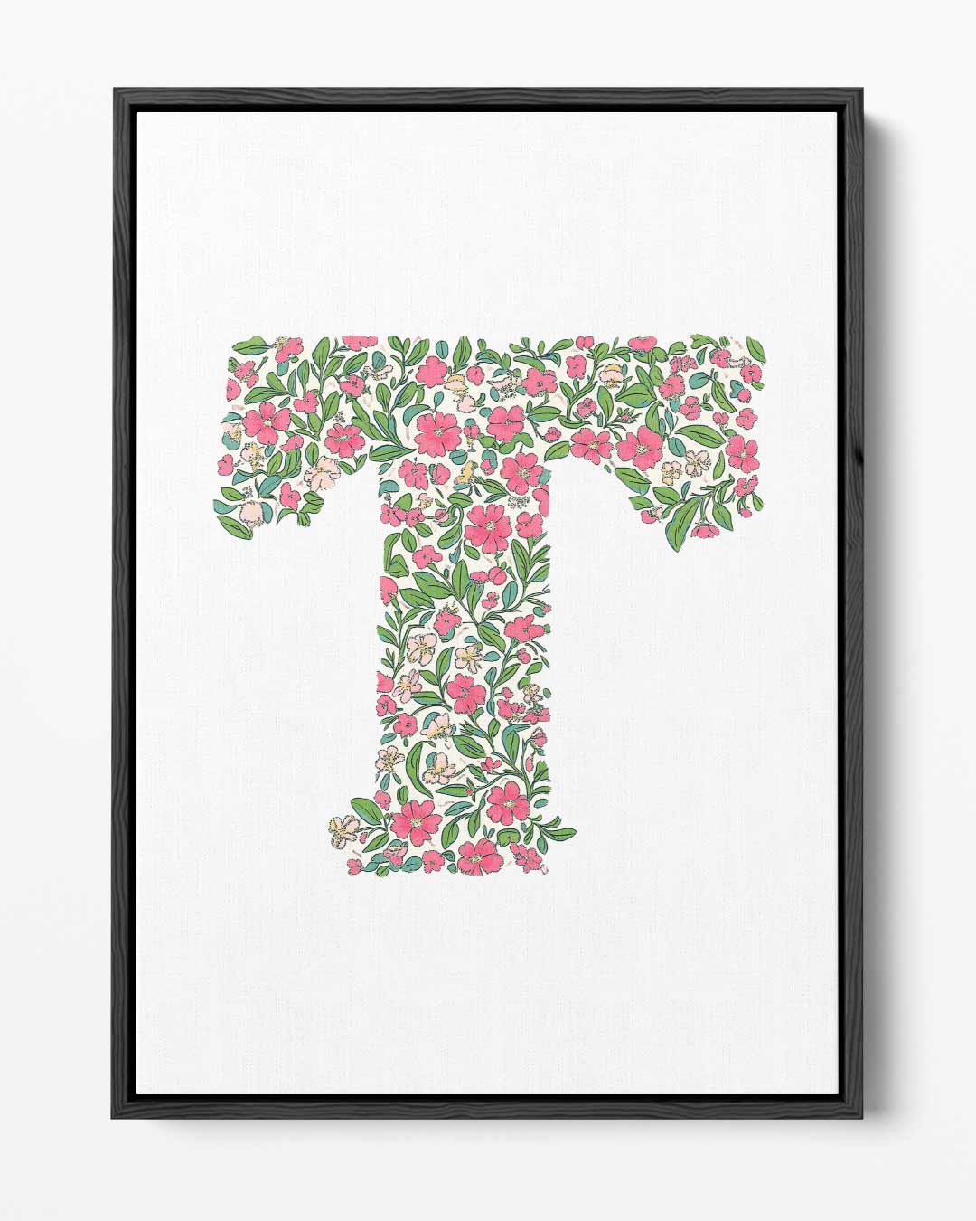 Bloemeninitiaal T Kunstwerk-canvas-dibond-plexiglas-wanddecoratie-WallArtistic