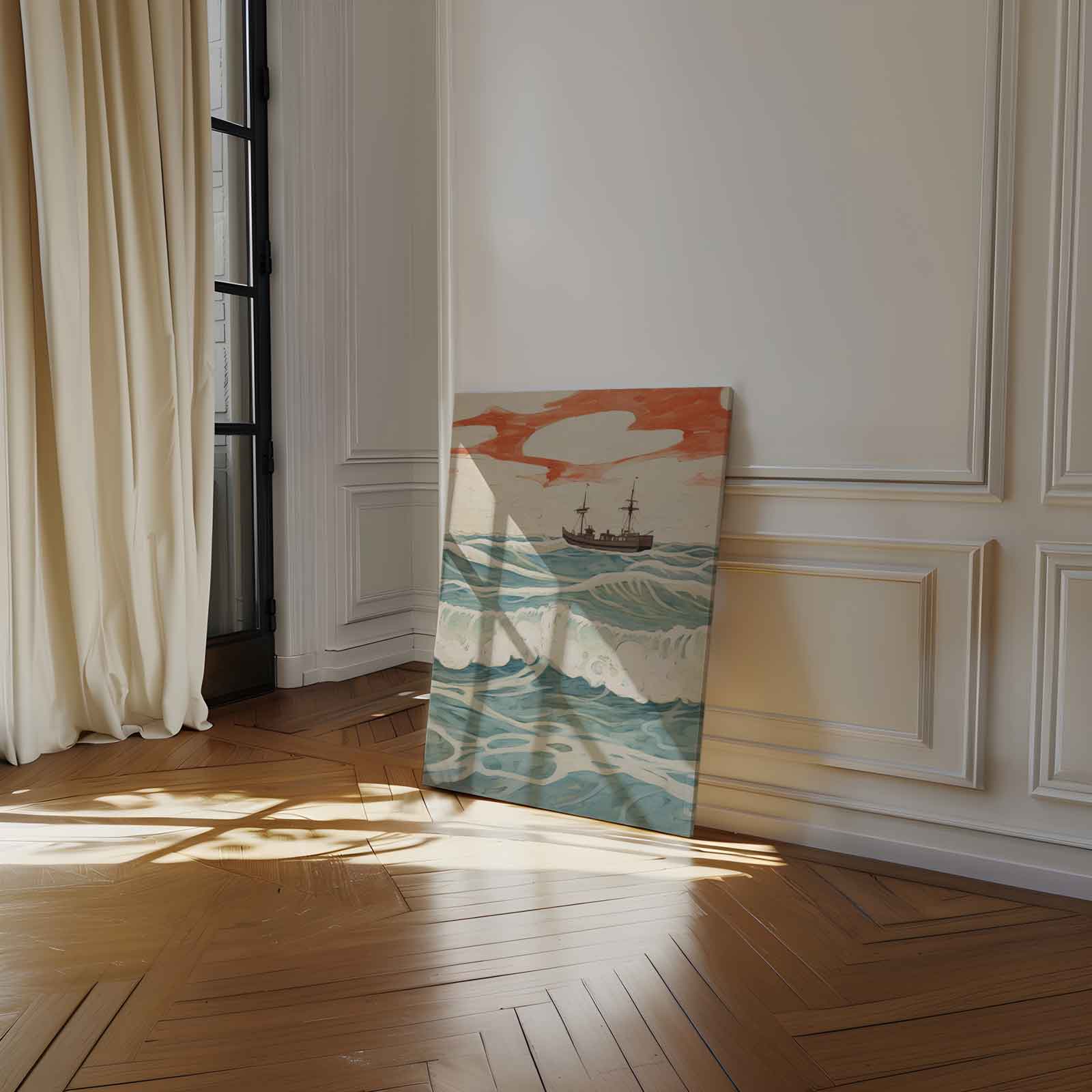 Golven en Horizon Kunstwerk-canvas-dibond-plexiglas-wanddecoratie-WallArtistic