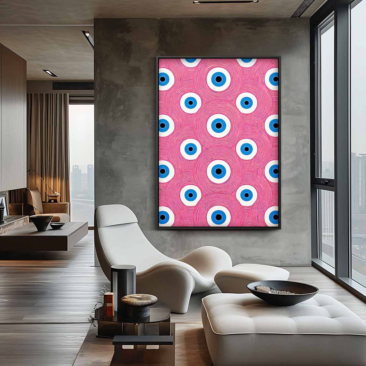 Ogenpatroon in Kleurrijke Herhaling Kunstwerk-canvas-dibond-plexiglas-wanddecoratie-WallArtistic