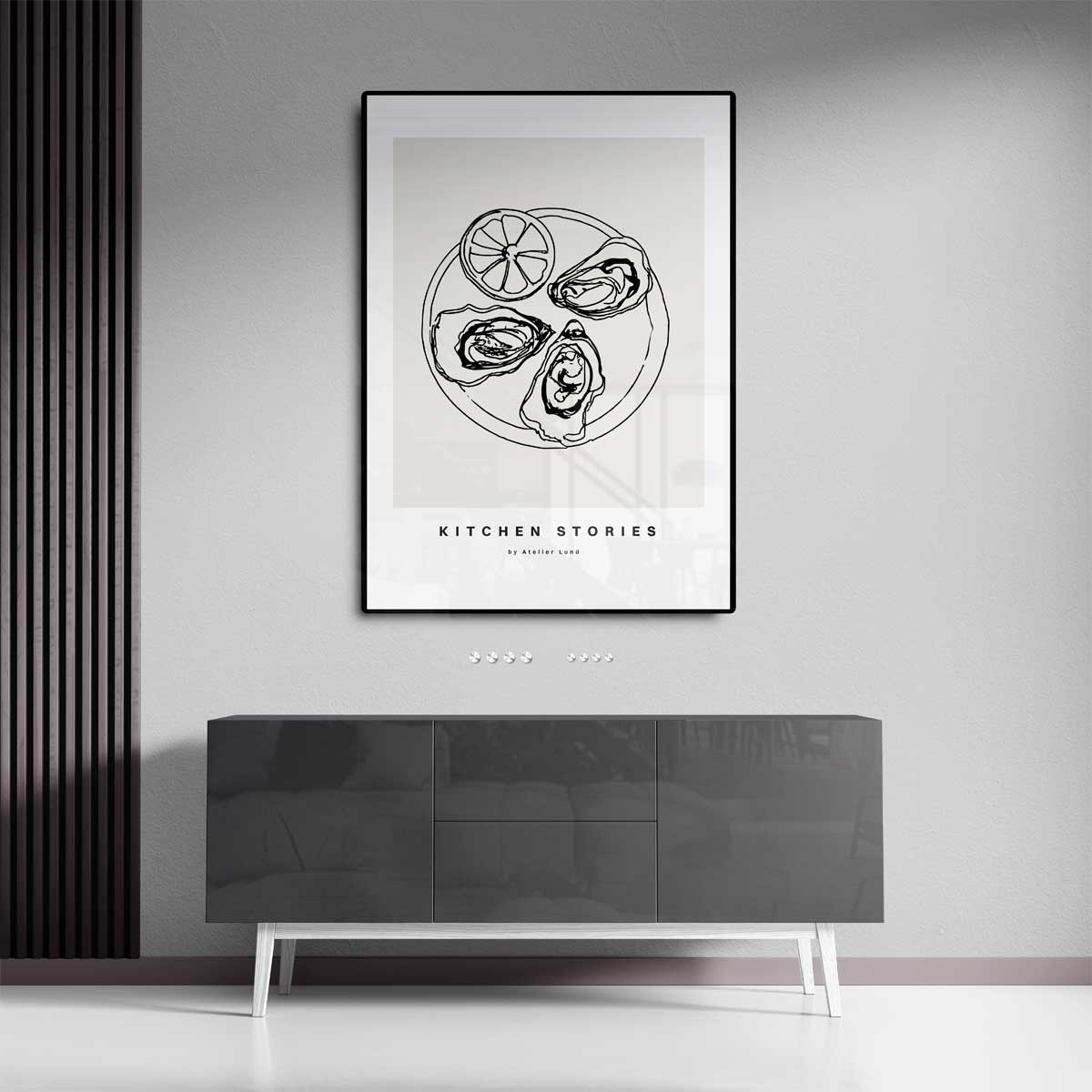 Zilte Geluk: Oesterillustratie Kunstwerk-canvas-dibond-plexiglas-wanddecoratie-WallArtistic