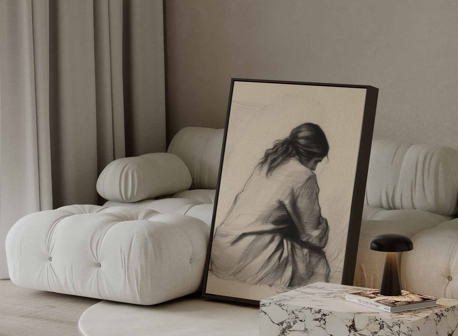 Intiem Moment in Potlood Kunstwerk-canvas-dibond-plexiglas-wanddecoratie-WallArtistic