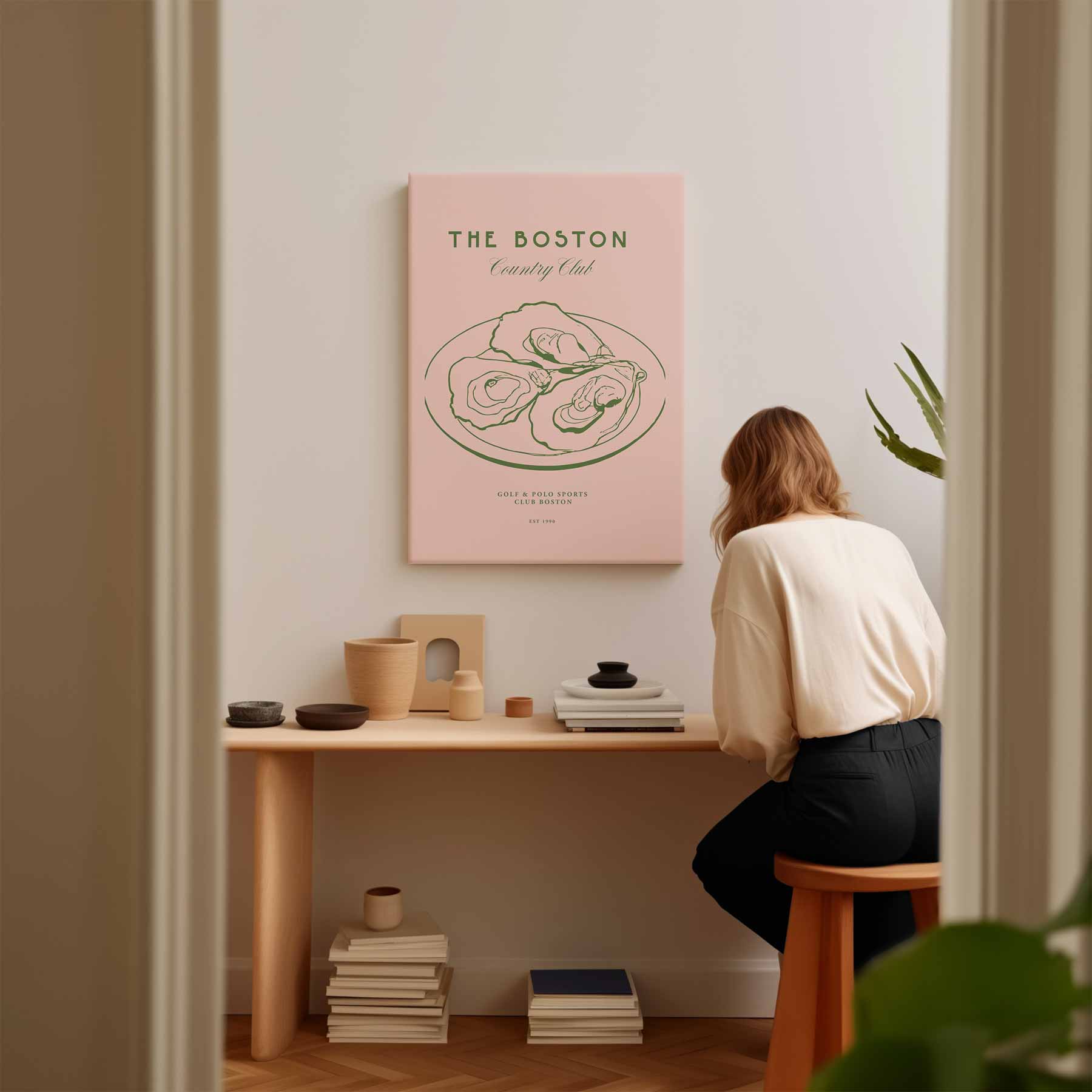 Boston Country Club Illustratie Kunstwerk-canvas-dibond-plexiglas-wanddecoratie-WallArtistic
