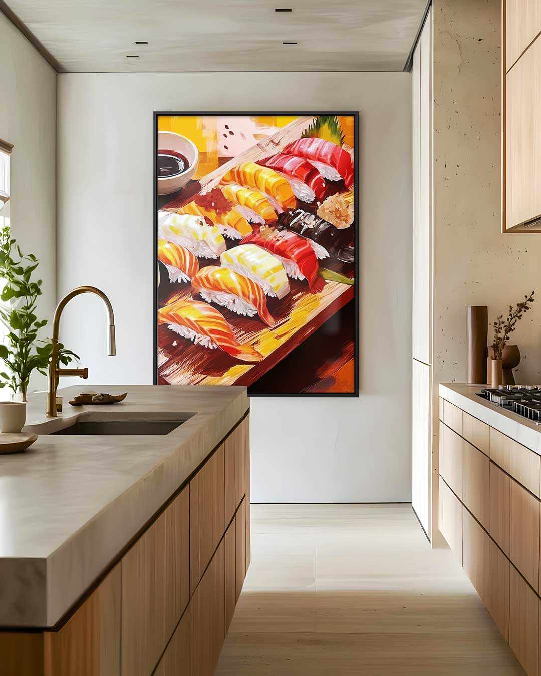 Kleurrijke Sushi Fantasie Kunstwerk-canvas-dibond-plexiglas-wanddecoratie-WallArtistic