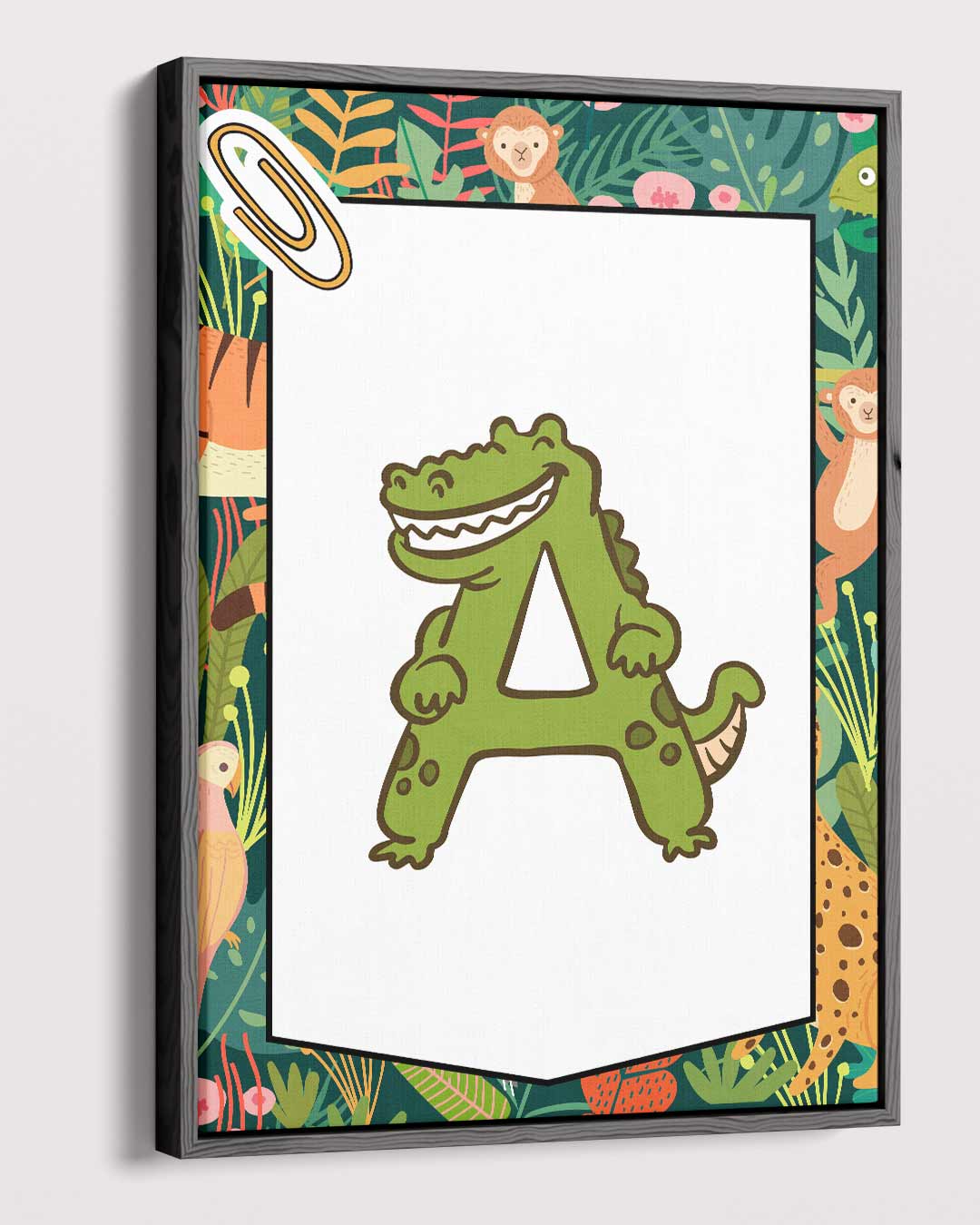 Alfabet Krokodil Kunstwerk Kinderkamer Kunstwerk-canvas-dibond-plexiglas-wanddecoratie-WallArtistic