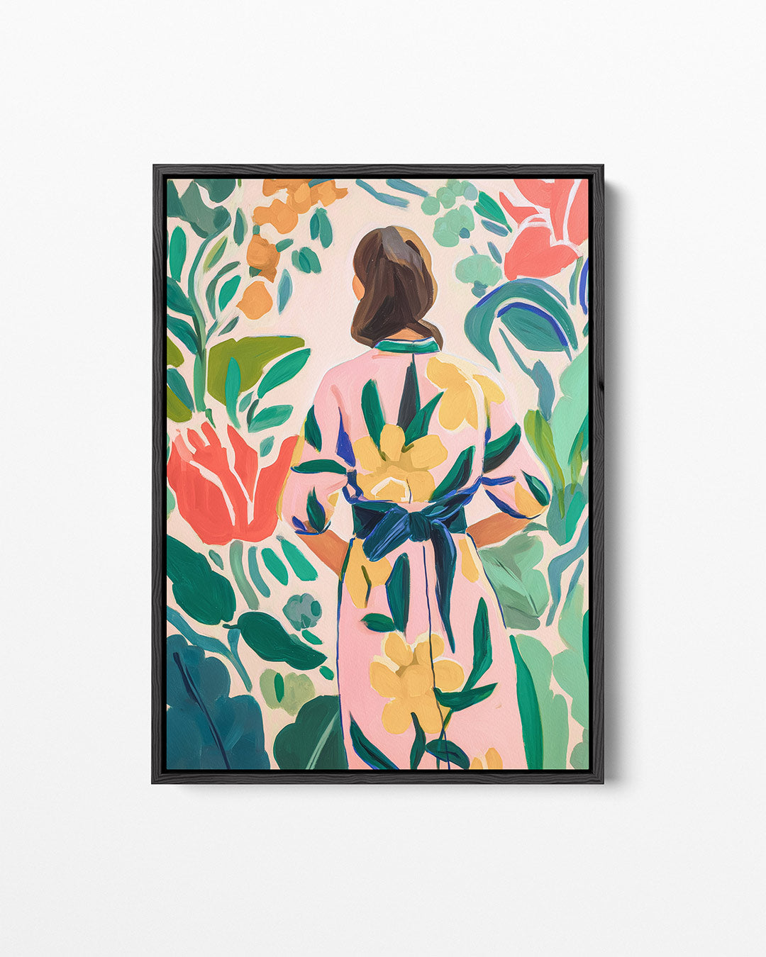 Vrouw in bloemen Kunstwerk