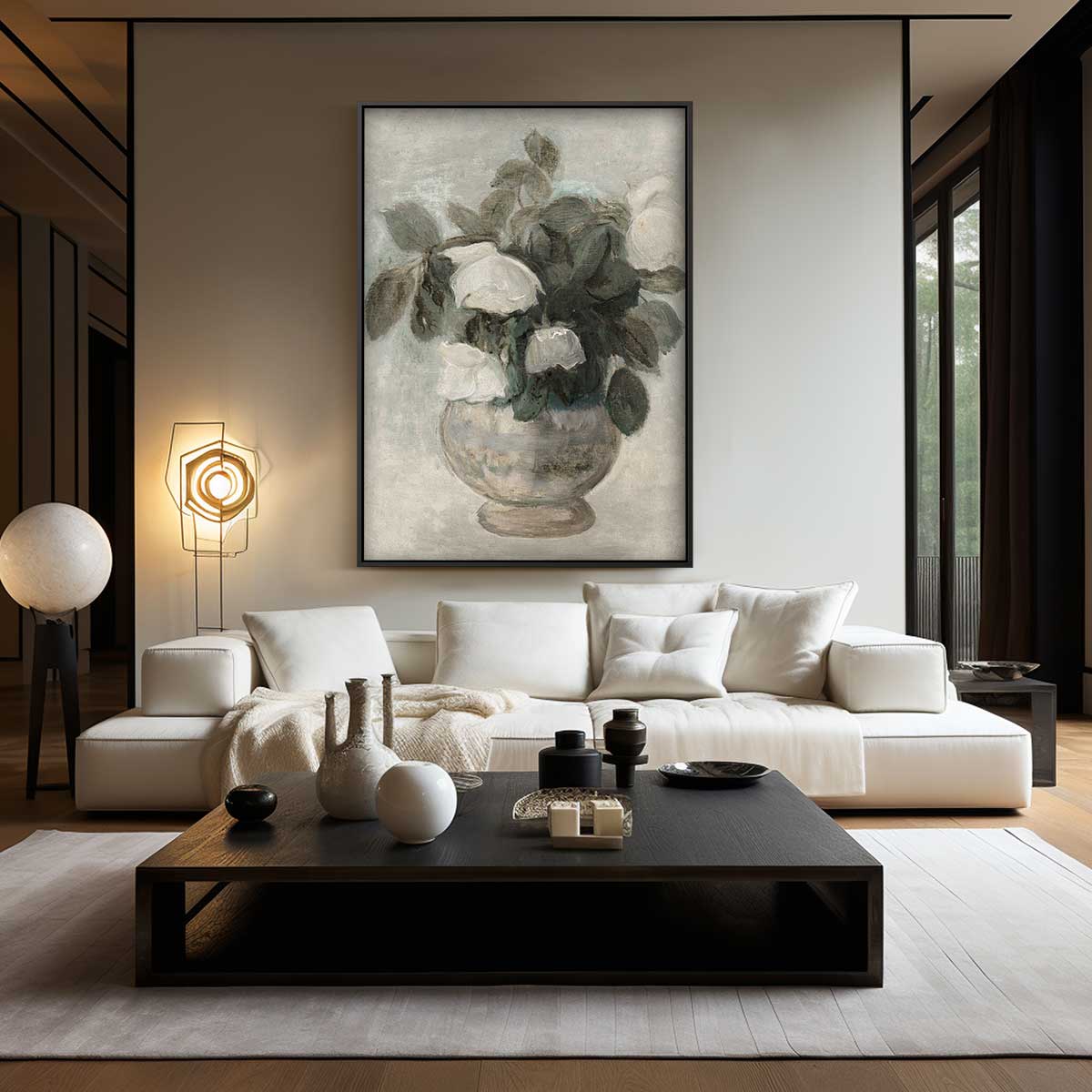 Sfeervolle Bloemen in Vaasje Kunstwerk-canvas-dibond-plexiglas-wanddecoratie-WallArtistic