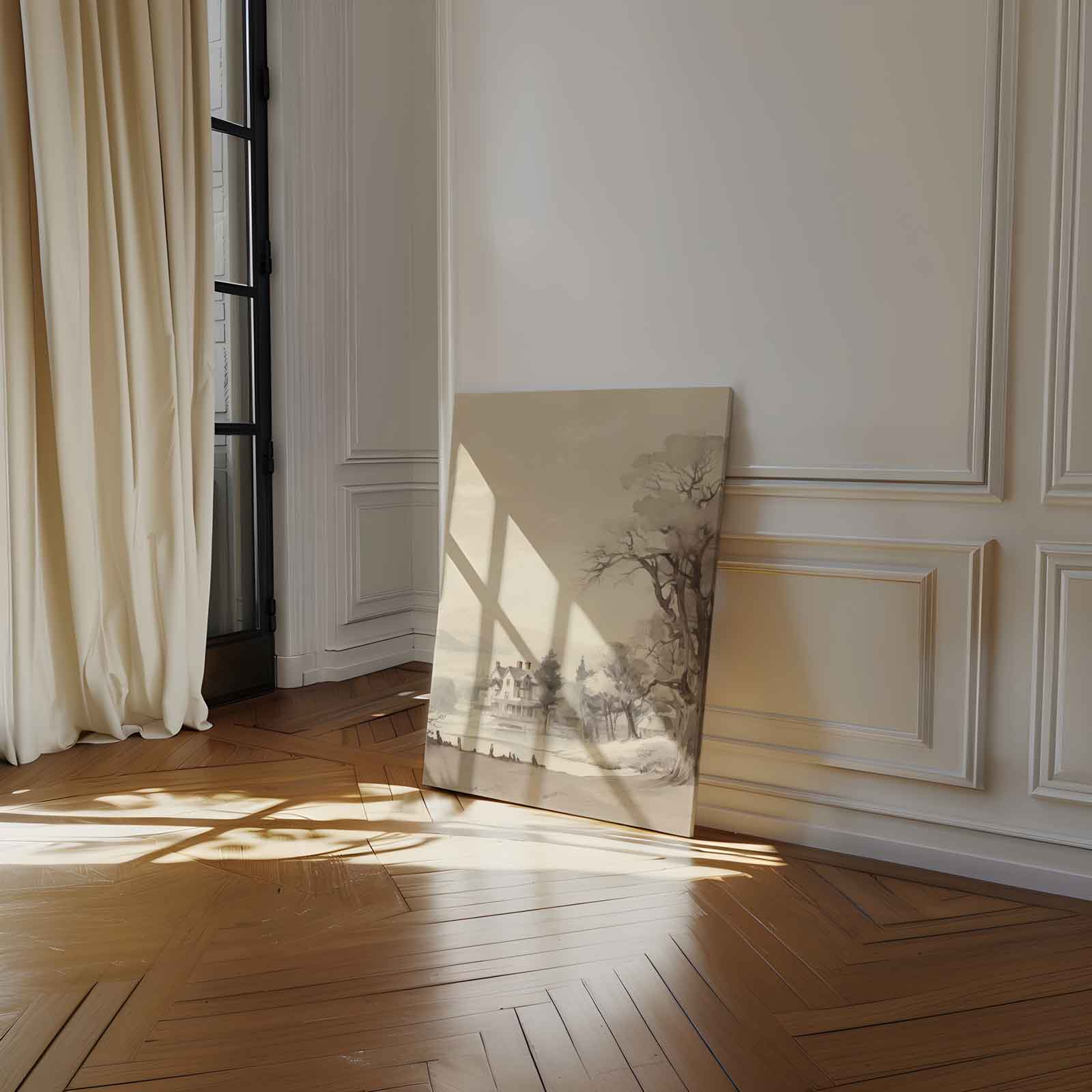 Rustiek Landschap met Landhuis Kunstwerk-canvas-dibond-plexiglas-wanddecoratie-WallArtistic