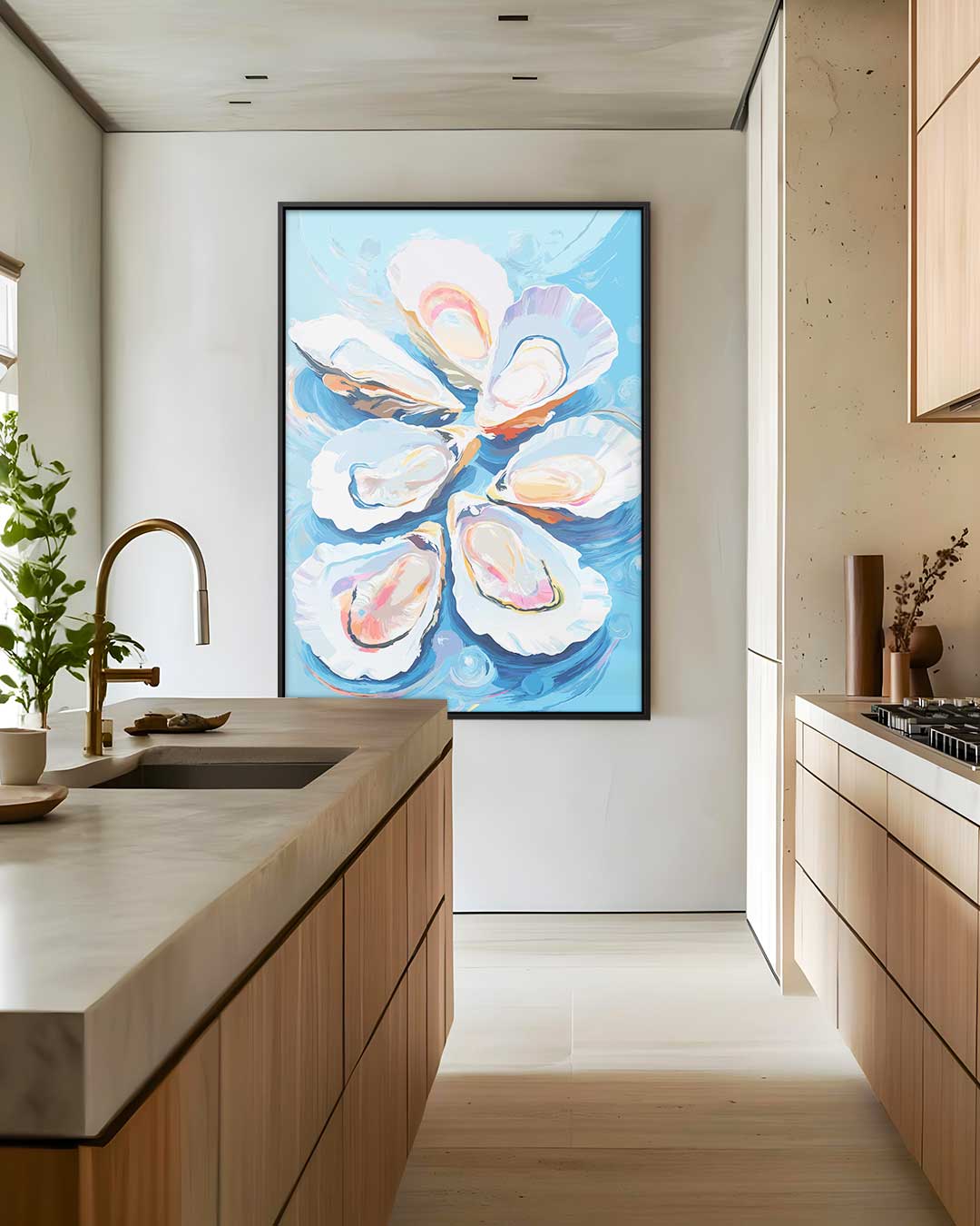 Vrolijke Oesters op Zee Kunstwerk-canvas-dibond-plexiglas-wanddecoratie-WallArtistic