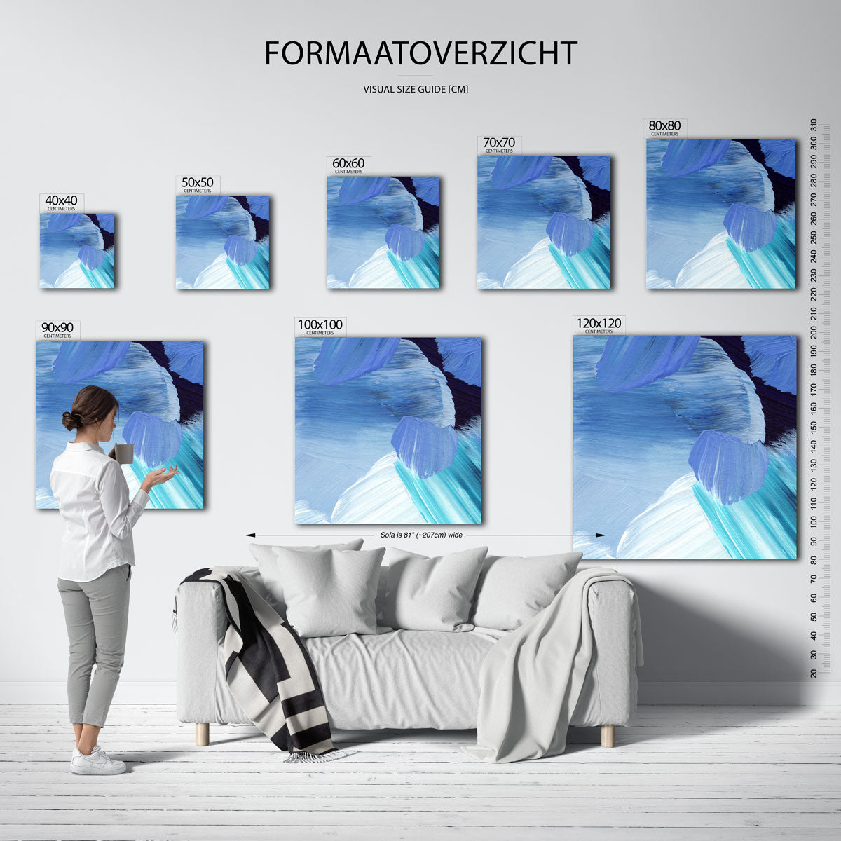 Abstracte blauwe penseelstreken Poster