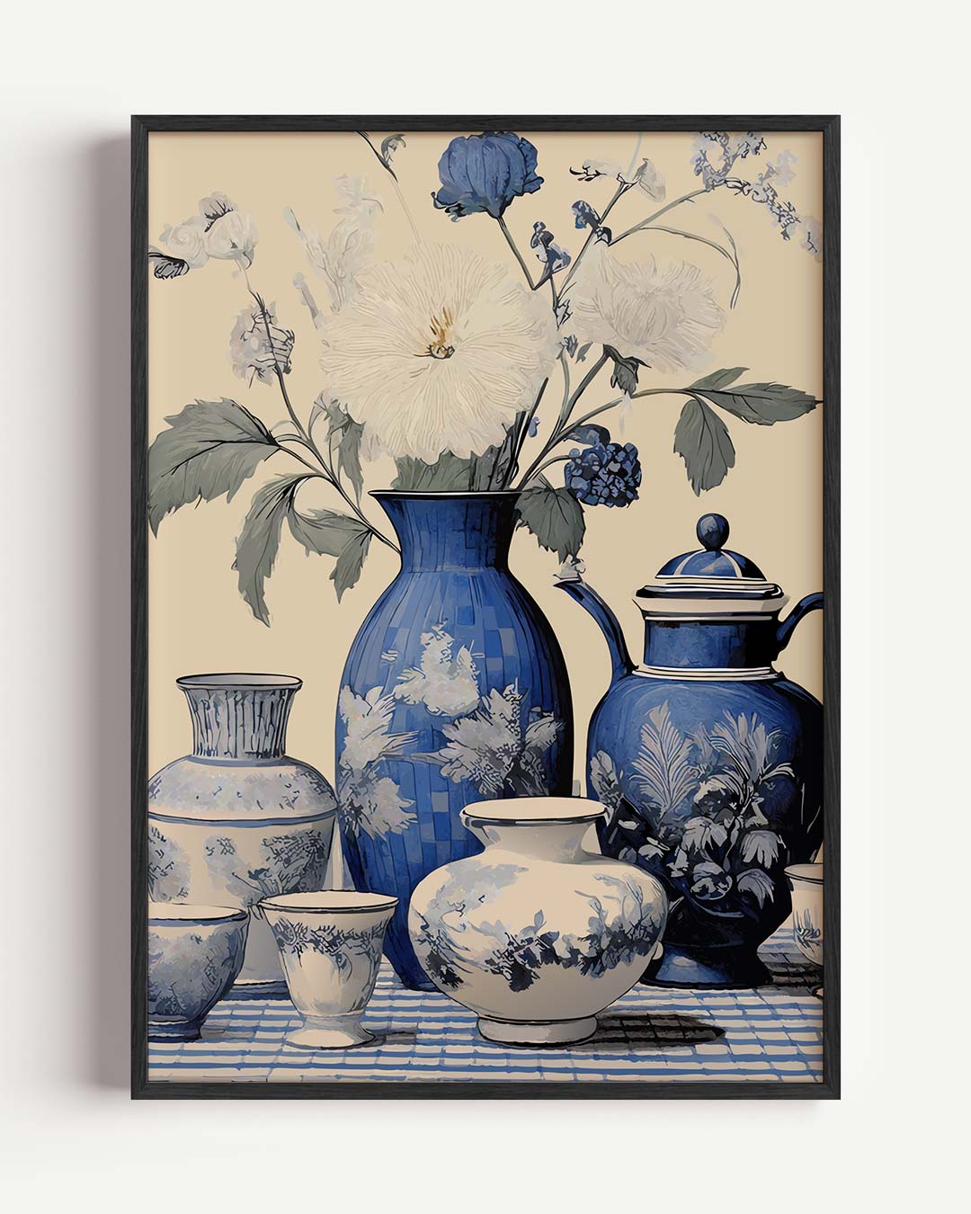 Tijdloze Bloemenpracht in Blauw Poster