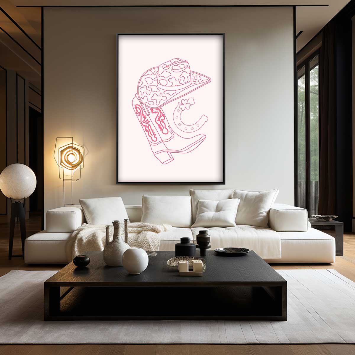 Cowboy Chic Illustratie Kunstwerk-canvas-dibond-plexiglas-wanddecoratie-WallArtistic