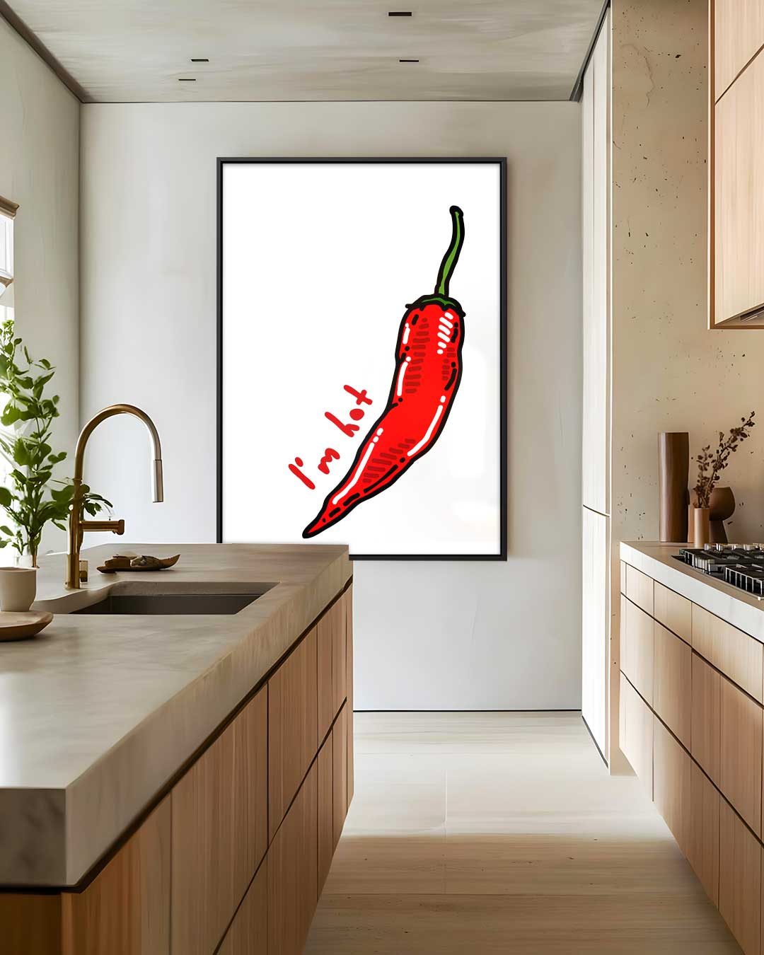 Prachtige Rode Chili Illustratie Kunstwerk-canvas-dibond-plexiglas-wanddecoratie-WallArtistic