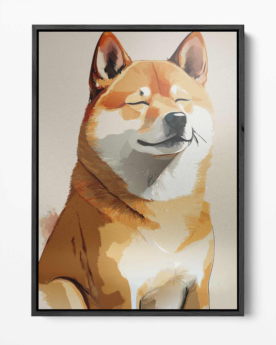 Vrolijke Shiba Inu Portret Kunstwerk-canvas-dibond-plexiglas-wanddecoratie-WallArtistic