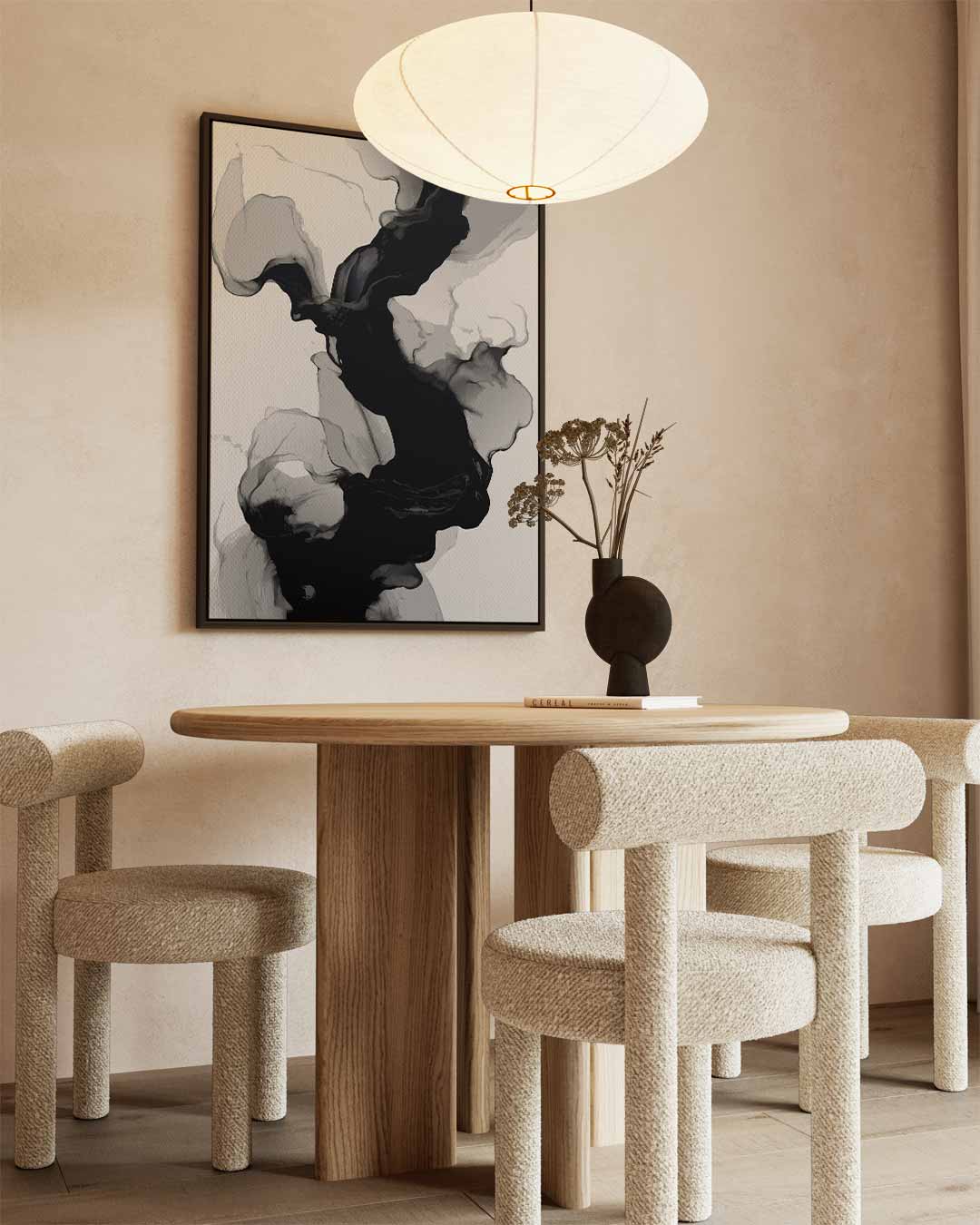 Golvende Zwart-Witte Abstractie Kunstwerk-canvas-dibond-plexiglas-wanddecoratie-WallArtistic