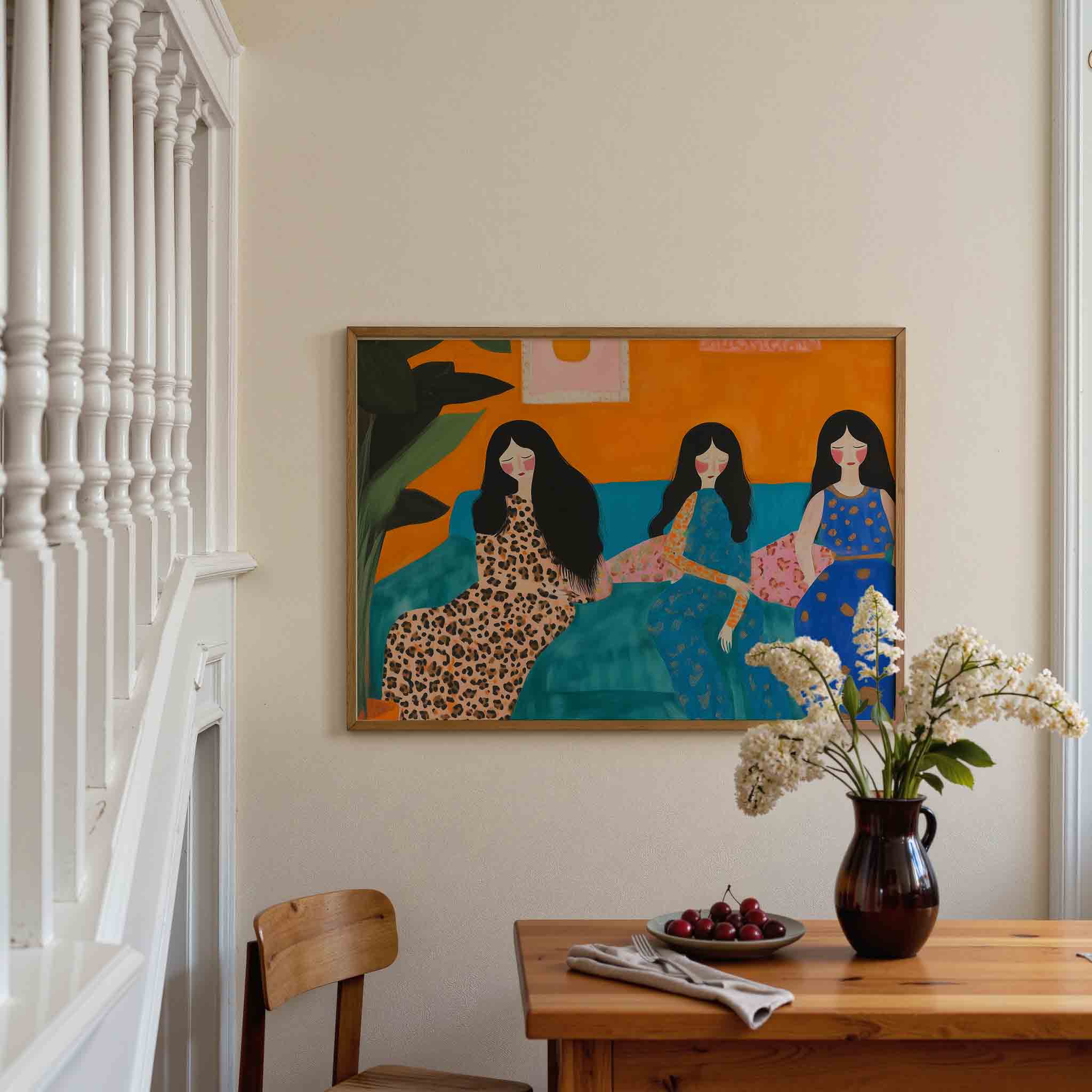 Drie vrouwen op bank Poster