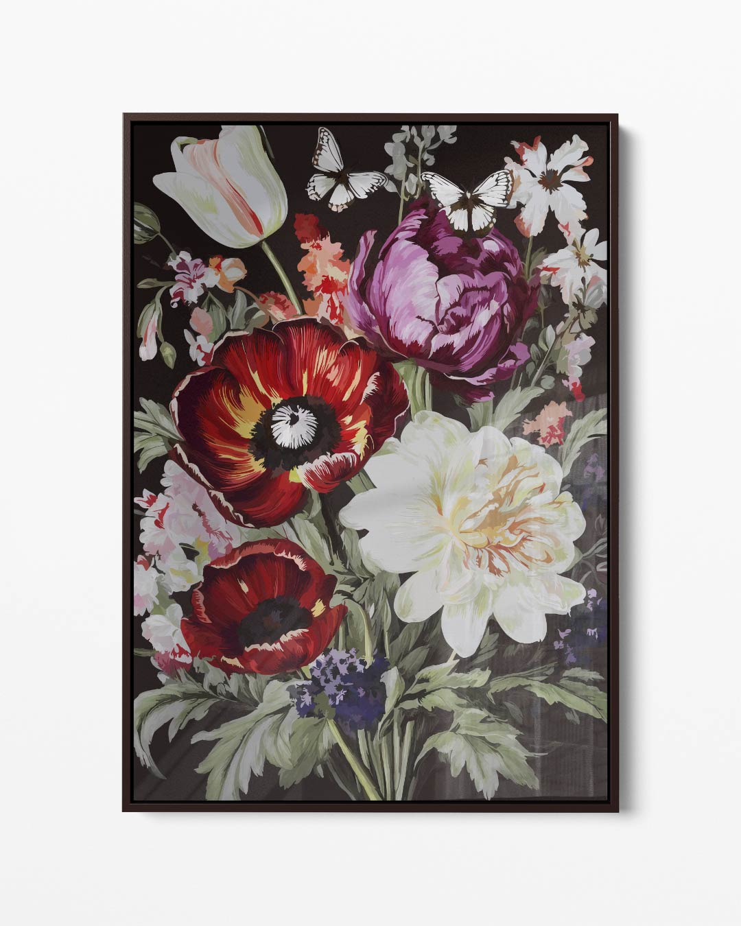 Bloemen en Vlinders Schilderij Kunstwerk-canvas-dibond-plexiglas-wanddecoratie-WallArtistic