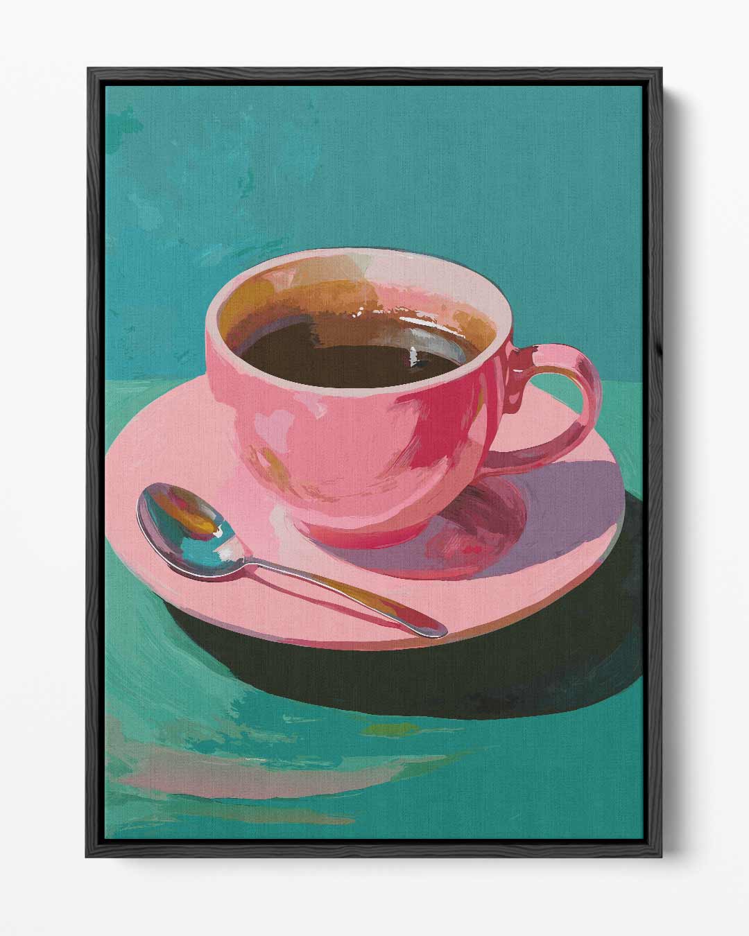 Koffie in een Roze Kopje Kunstwerk-canvas-dibond-plexiglas-wanddecoratie-WallArtistic