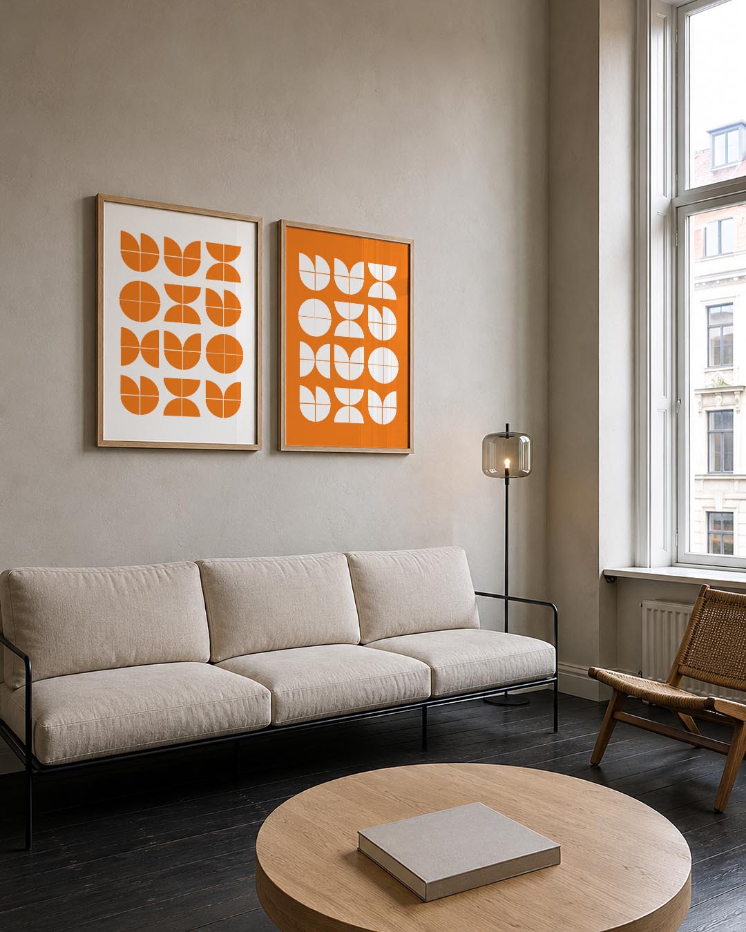 Oranje vormenritme Posterset