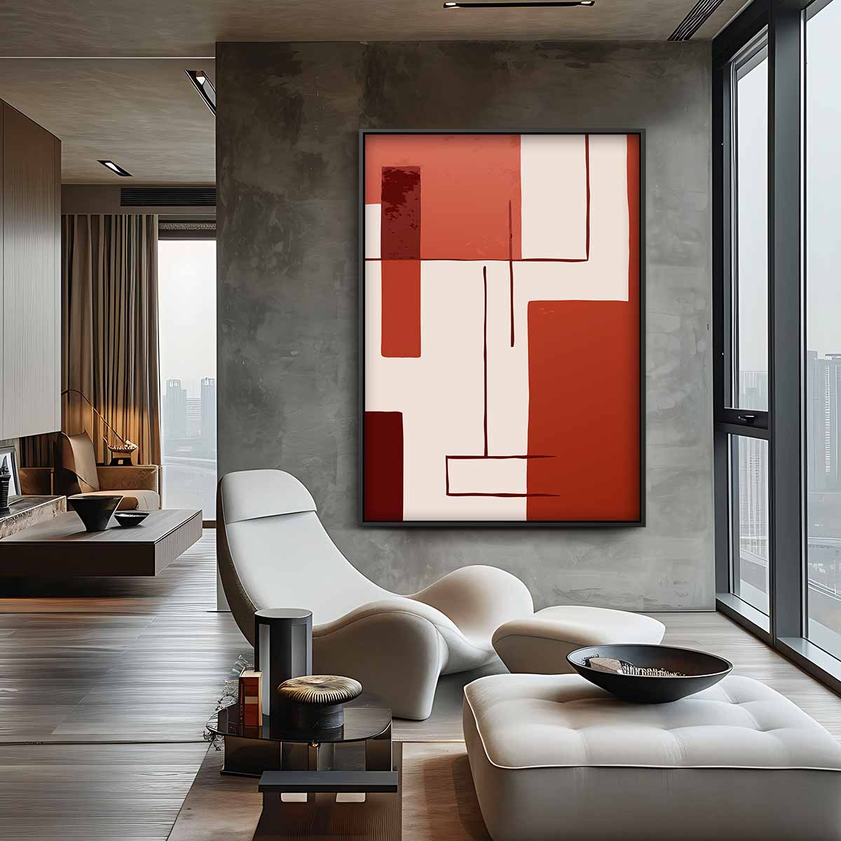 Abstracte Moderne Compositie Kunstwerk-canvas-dibond-plexiglas-wanddecoratie-WallArtistic