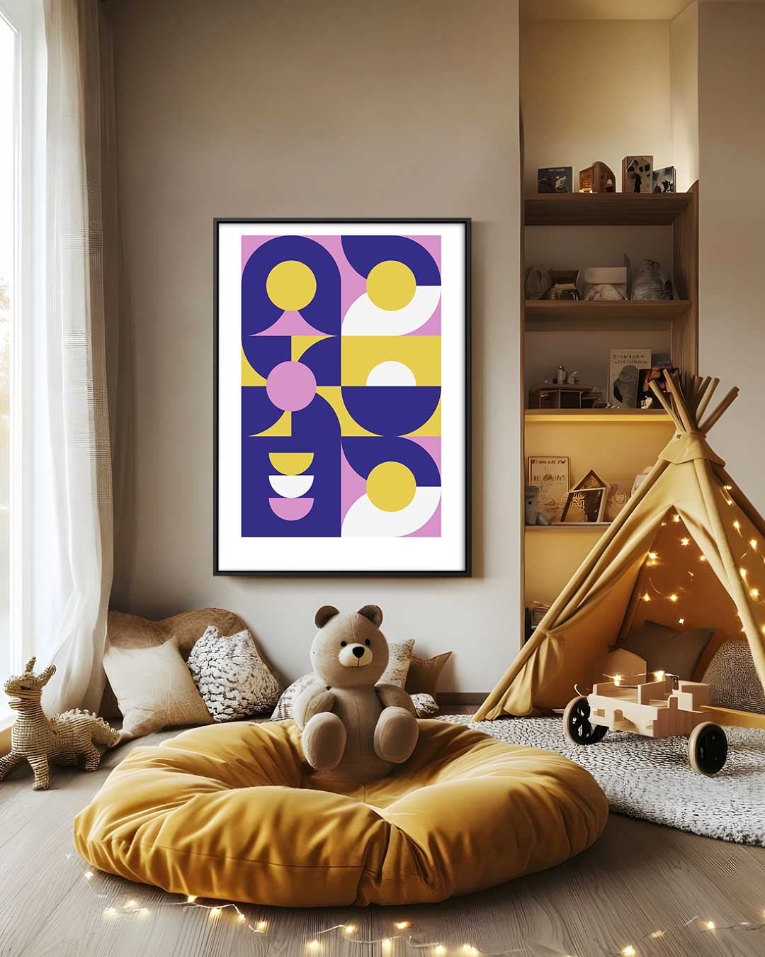 Speelse Geometrie Kunstwerk-canvas-dibond-plexiglas-wanddecoratie-WallArtistic