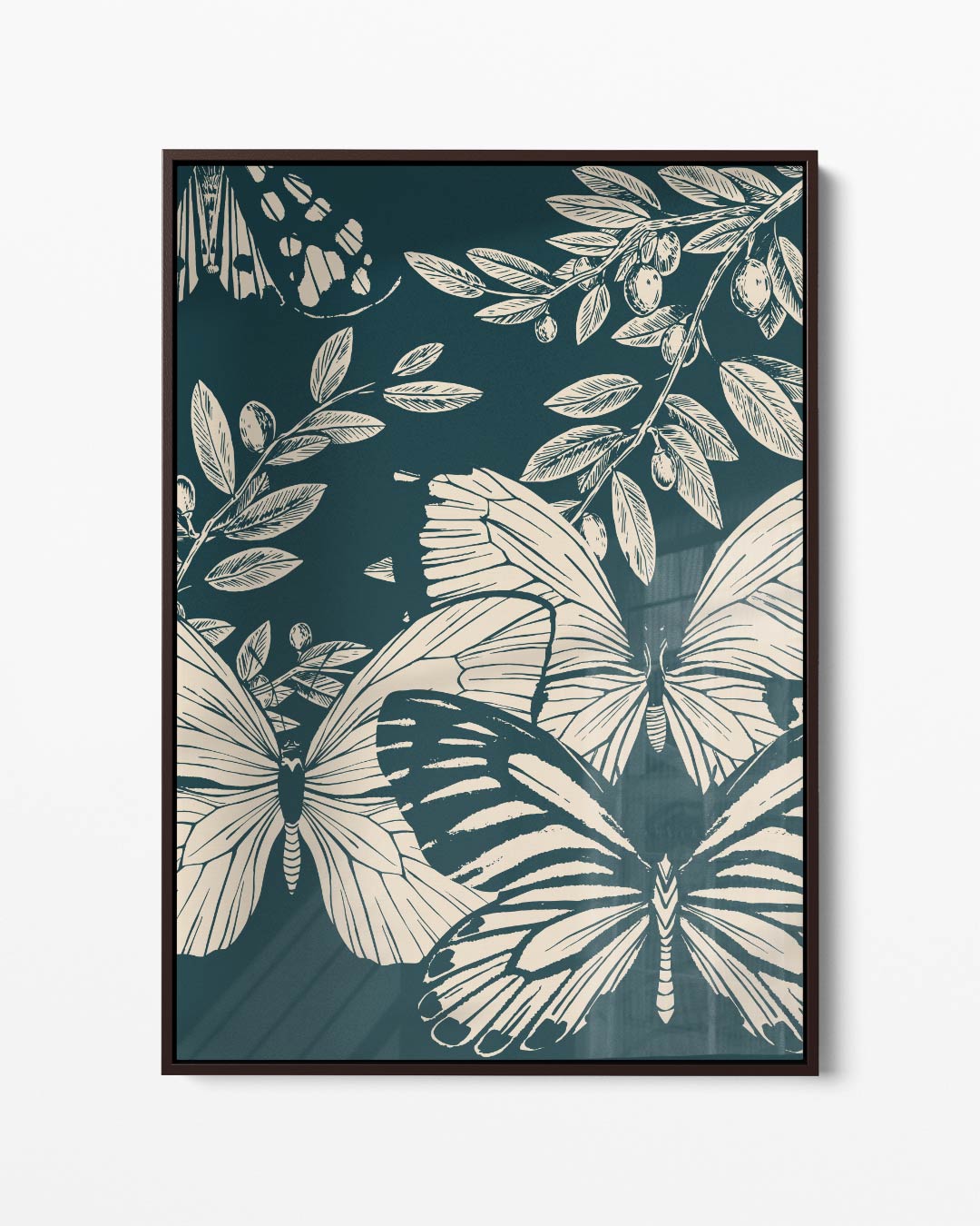 Vlinders en Olijftakken Print Kunstwerk-canvas-dibond-plexiglas-wanddecoratie-WallArtistic