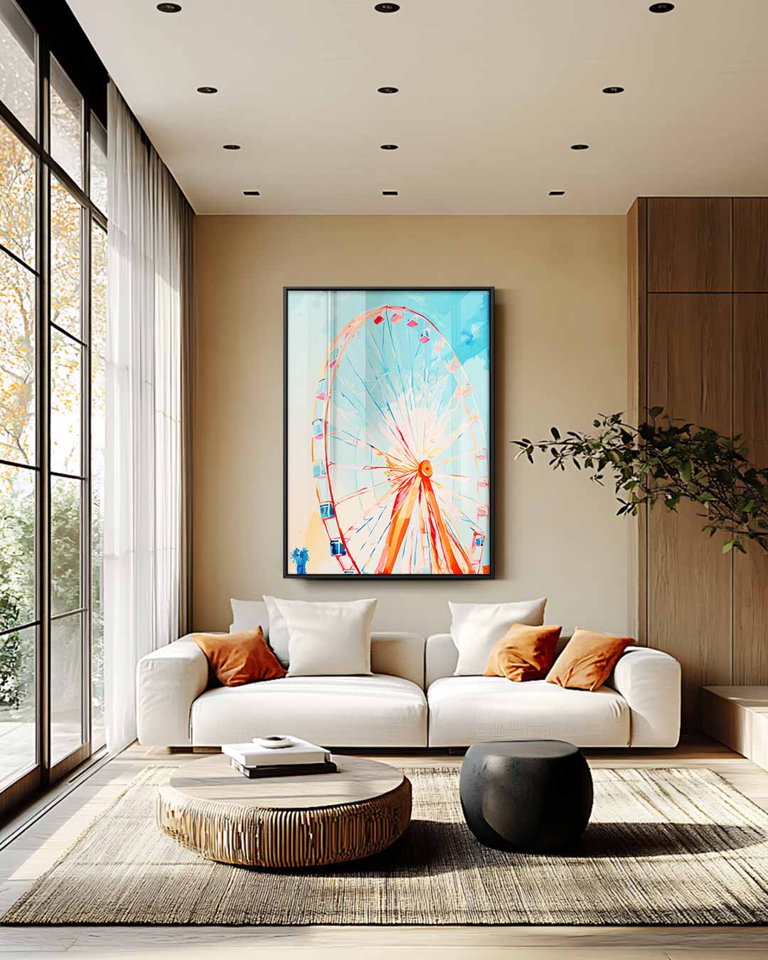 Kleurrijke Reuzenrad Droom Kunstwerk-canvas-dibond-plexiglas-wanddecoratie-WallArtistic