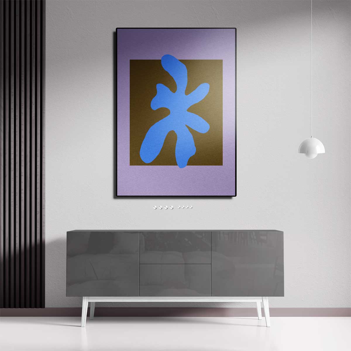 Abstracte Blauw Op Kleurblok Kunstwerk-canvas-dibond-plexiglas-wanddecoratie-WallArtistic