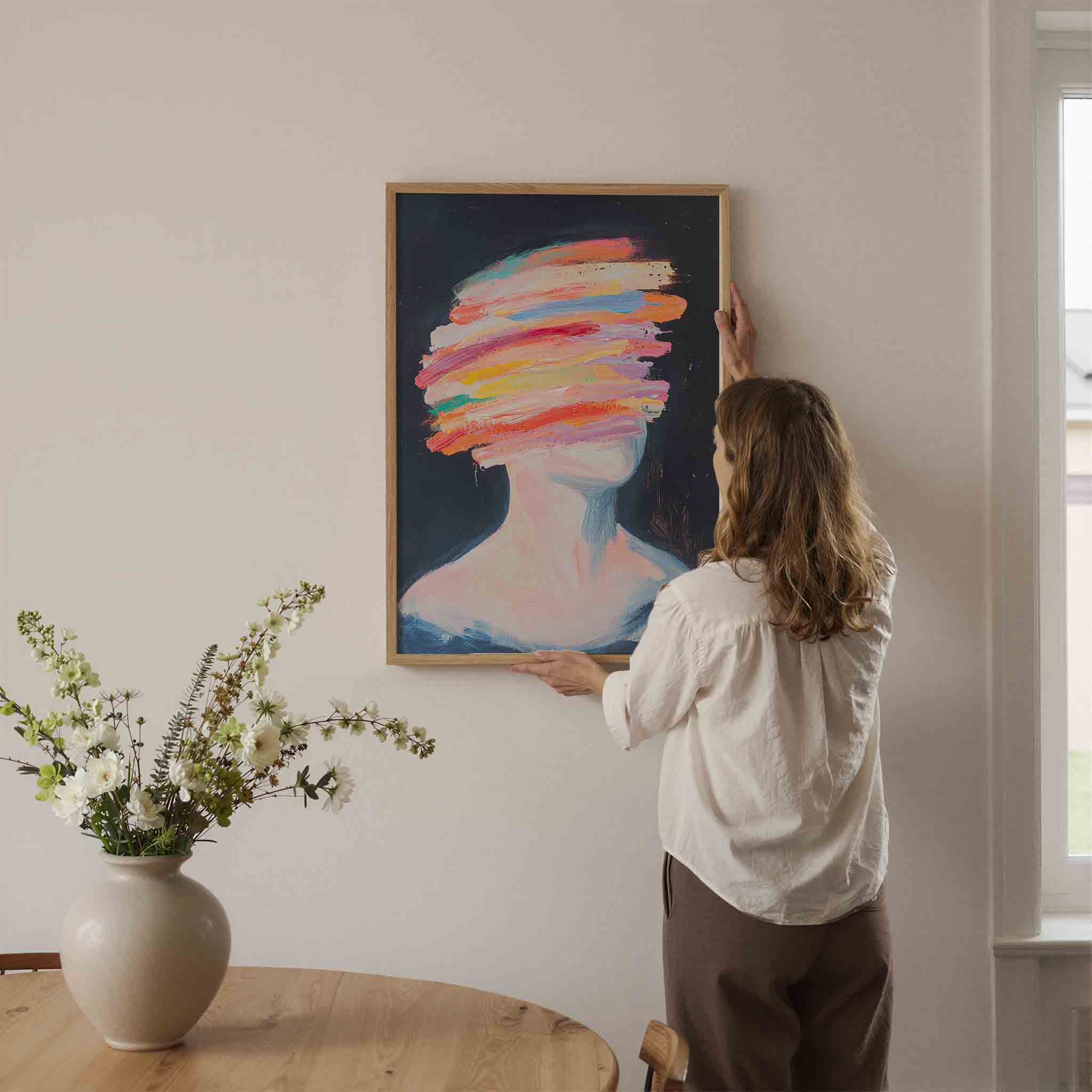 Abstracte figuur met kleurrijke strepen Poster