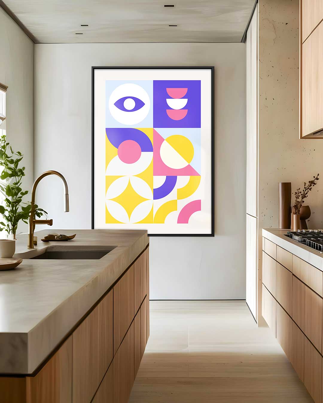 Kleurrijk Geometrisch Vreugde Kunstwerk-canvas-dibond-plexiglas-wanddecoratie-WallArtistic