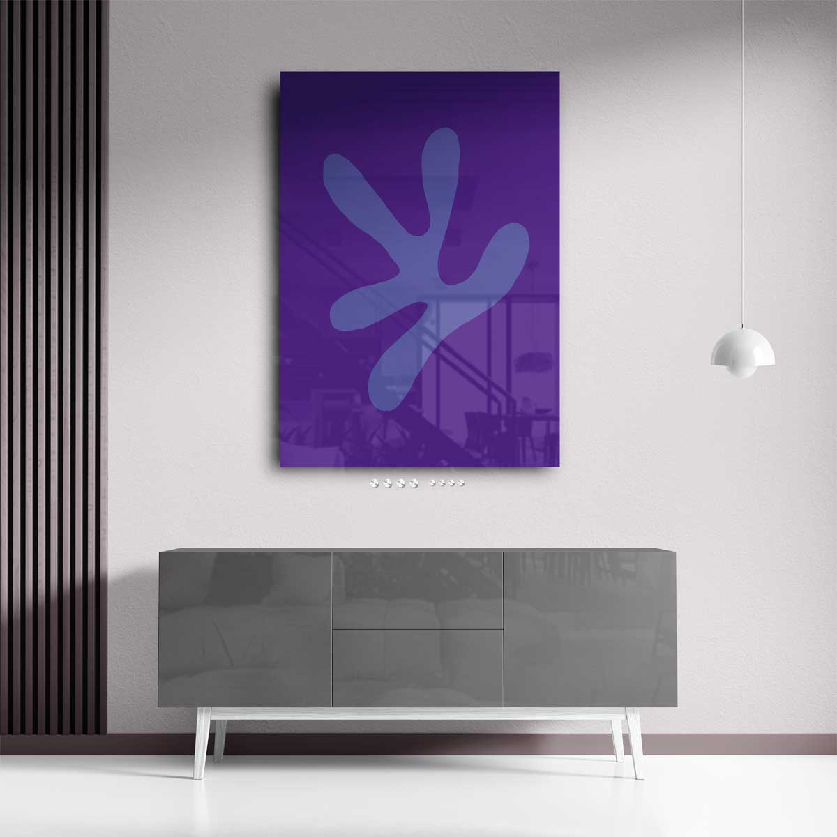 Speelse Paarse Vormen Kunstwerk-canvas-dibond-plexiglas-wanddecoratie-WallArtistic