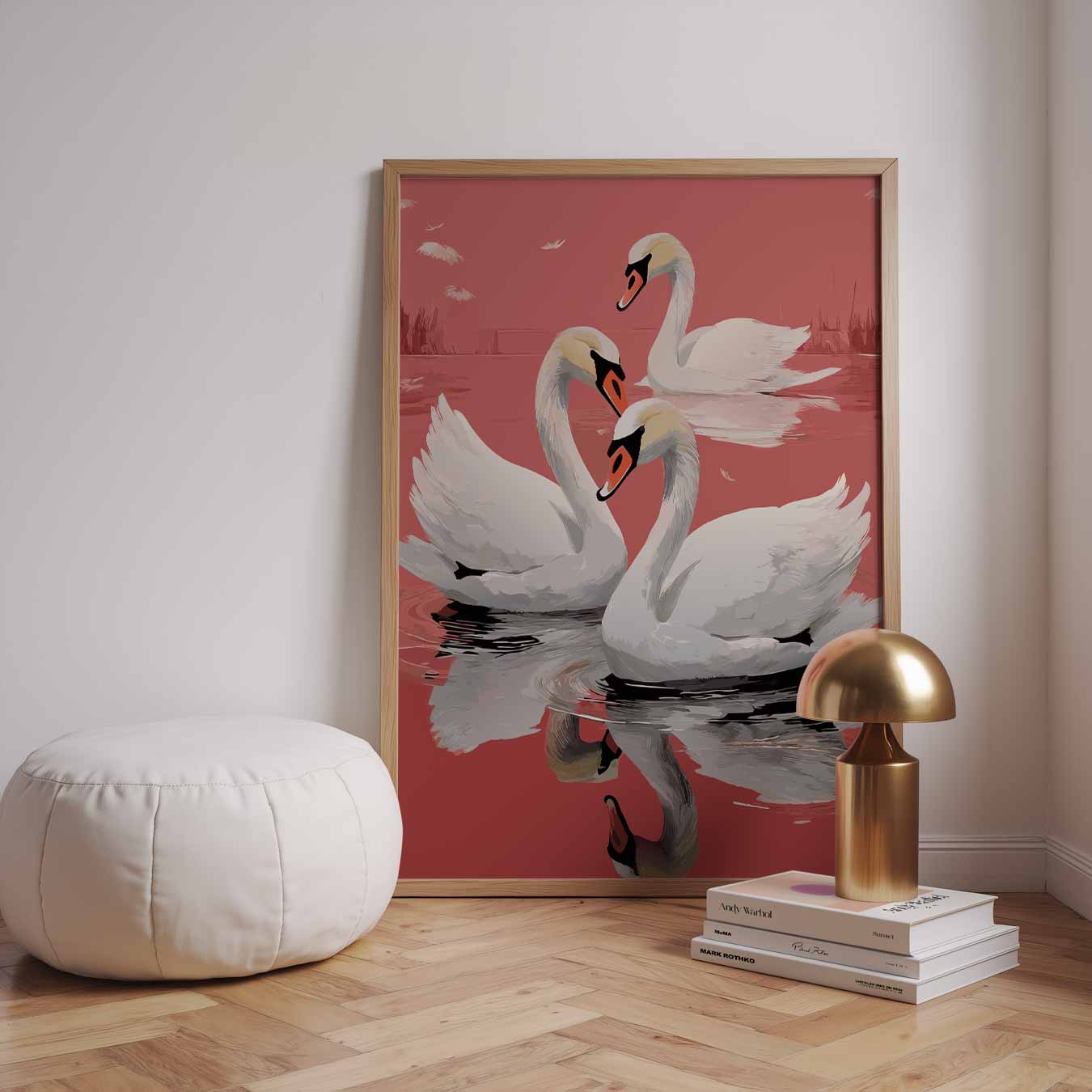 Elegante Zwanen bij Ondergaande Zon Poster
