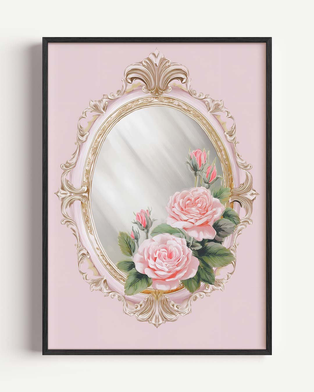 Vintage Spiegel met Rozen Poster