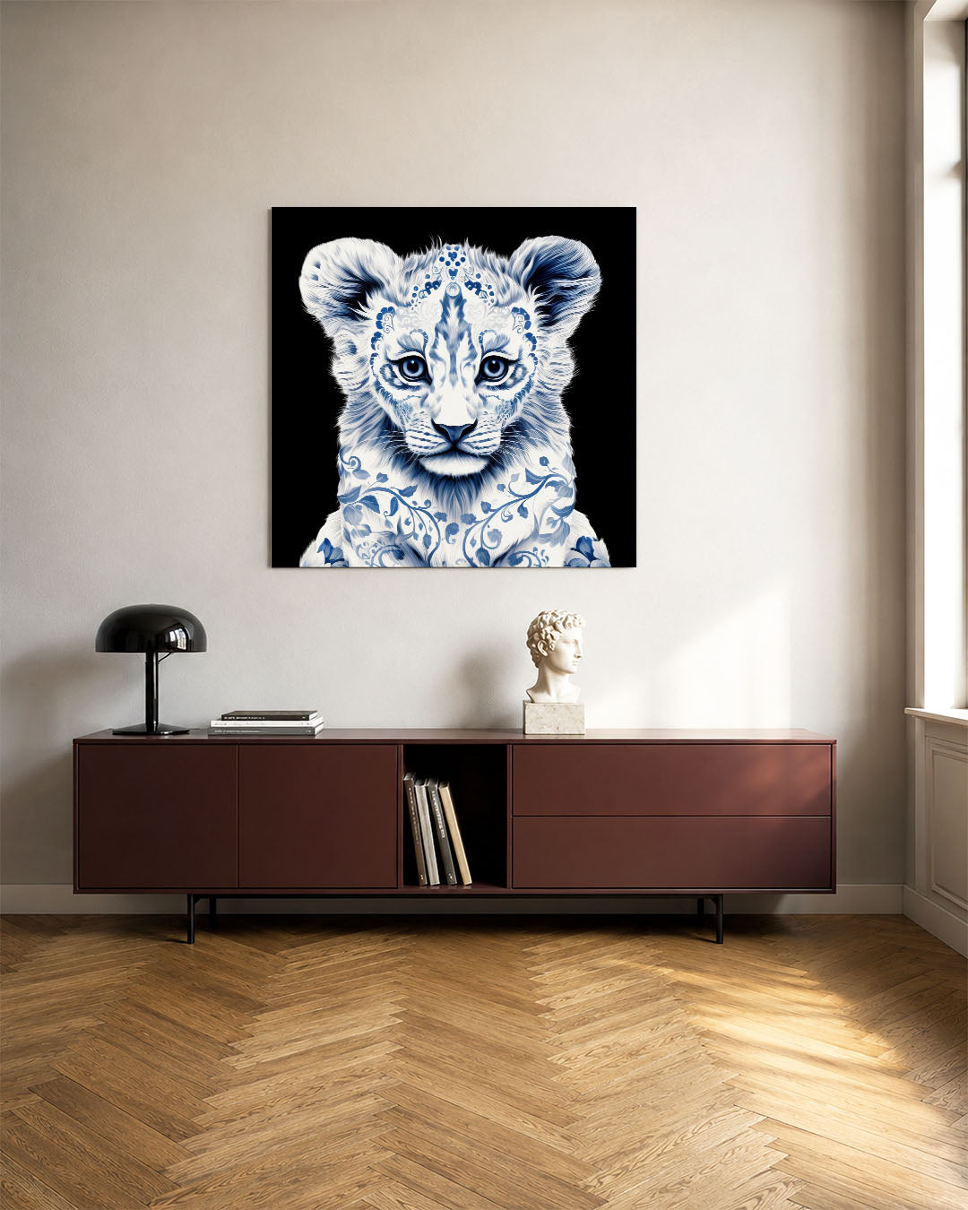 Gedetailleerde leeuwenwelp Kunstwerk