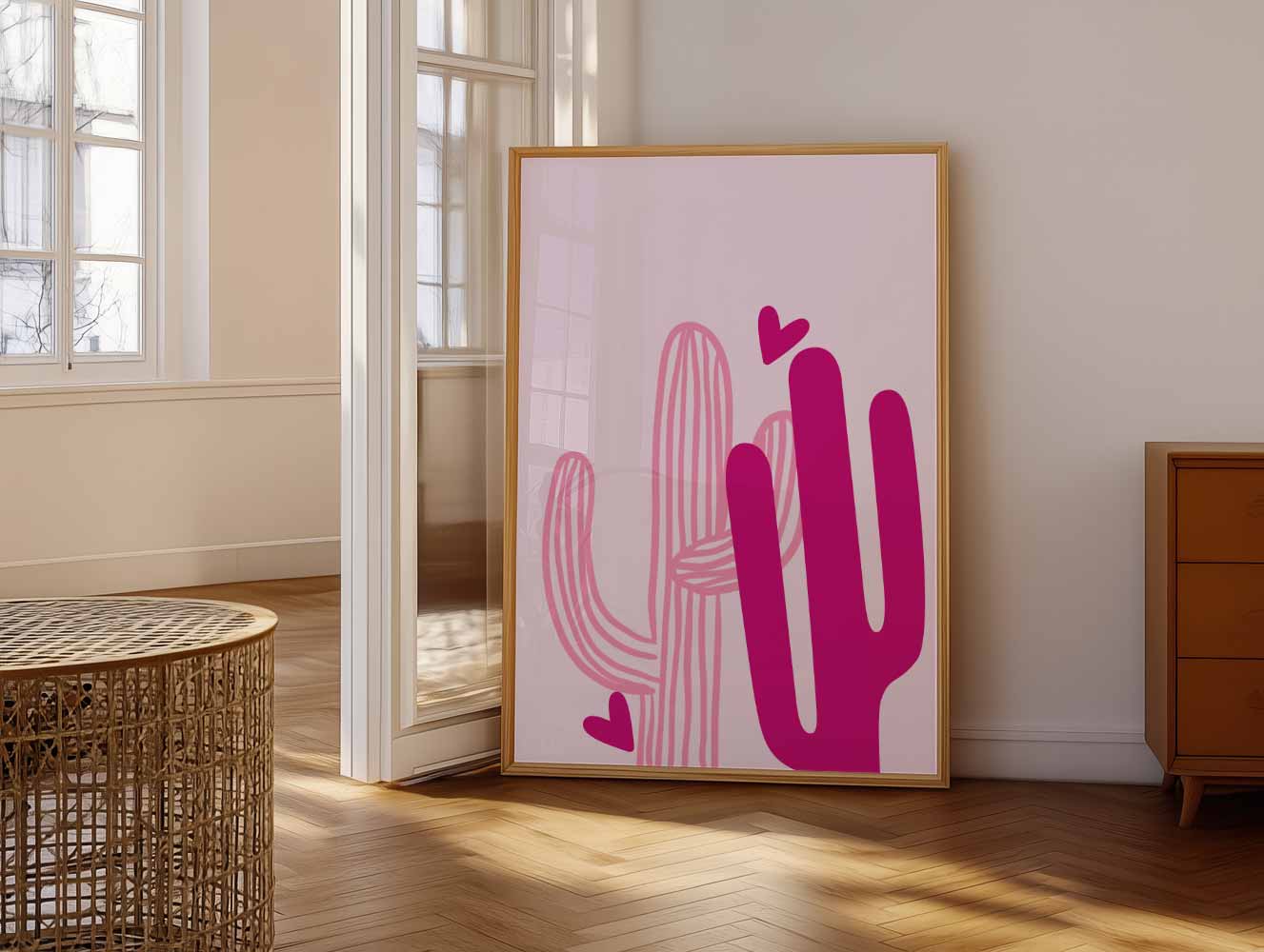 Vrolijke Cactus Harten Poster