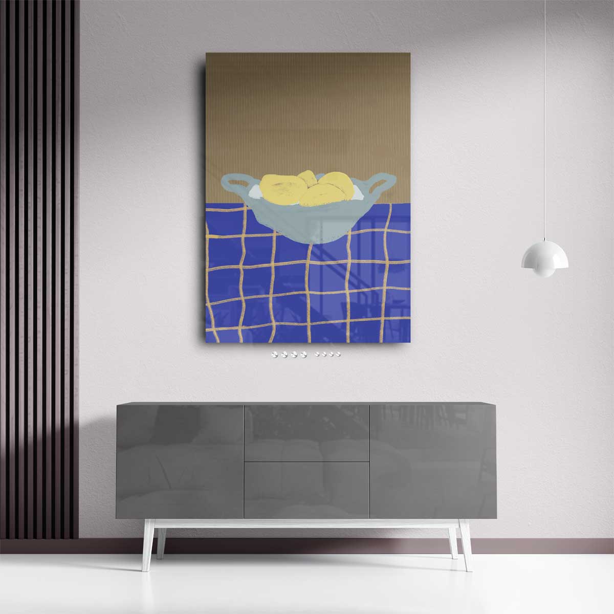 Citroenen in een Blauwe Kamer Kunstwerk-canvas-dibond-plexiglas-wanddecoratie-WallArtistic