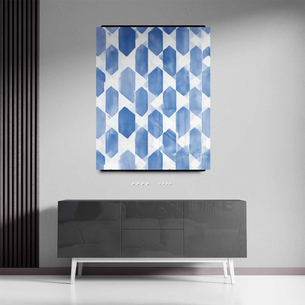 Blauwe Geometrische Harmonie Kunstwerk-canvas-dibond-plexiglas-wanddecoratie-WallArtistic