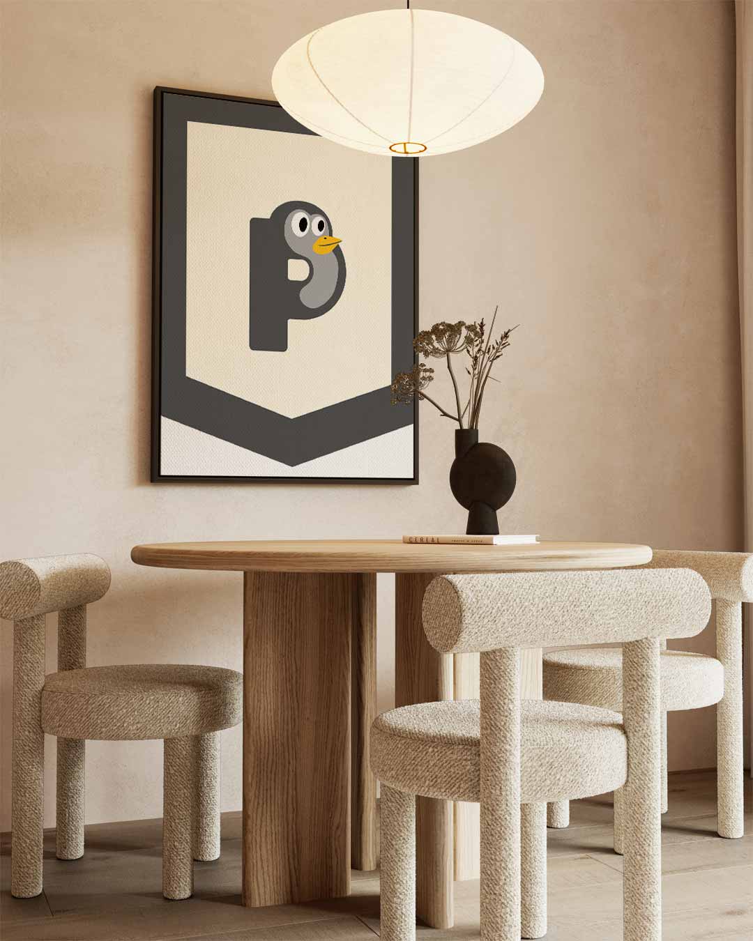 Vrolijke Pinguïn-Mascotte Kunstwerk-canvas-dibond-plexiglas-wanddecoratie-WallArtistic